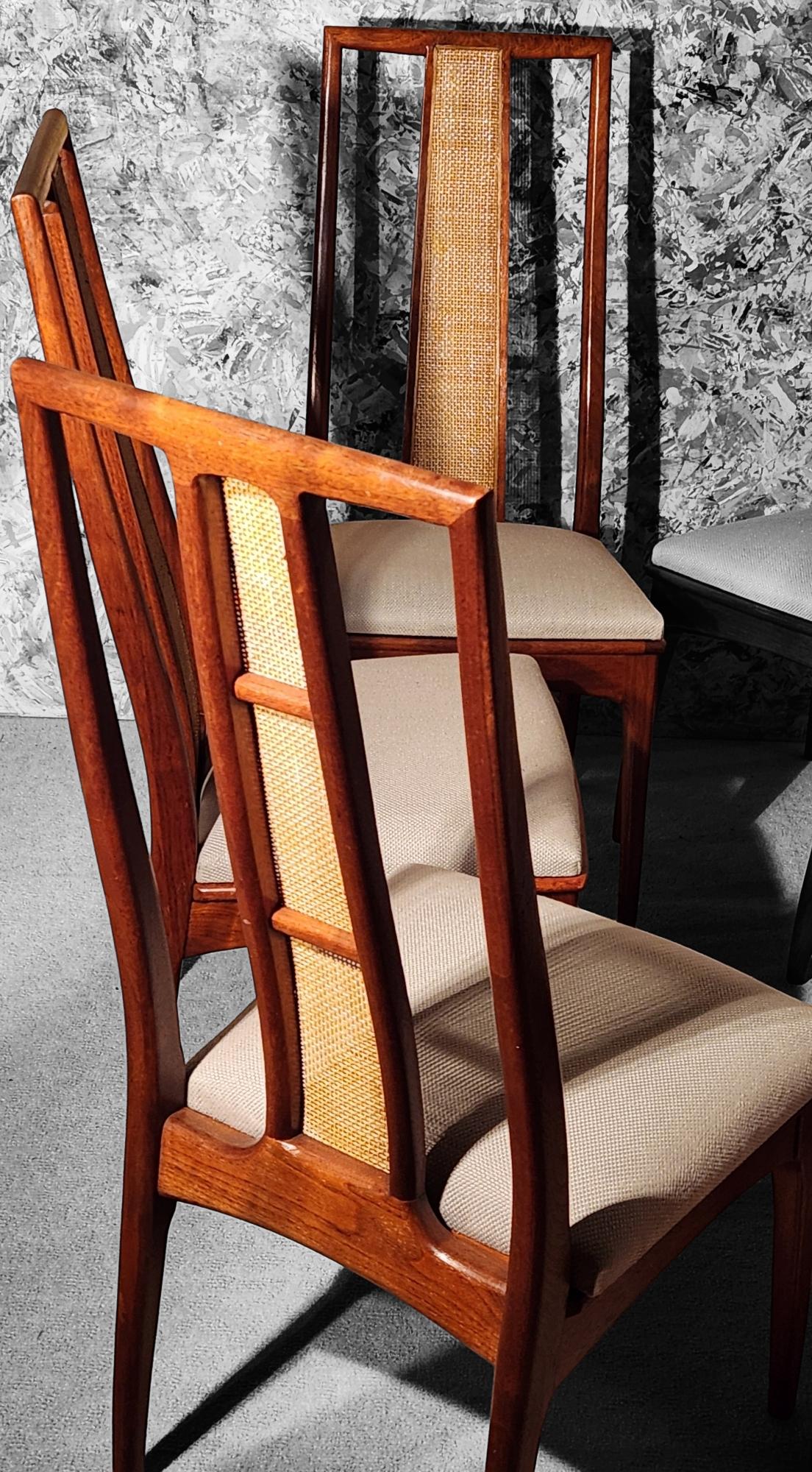 Matched Set of Six Caned Back Walnut and Cane Back Chairs by John Stuart 1950s In Good Condition In Camden, ME