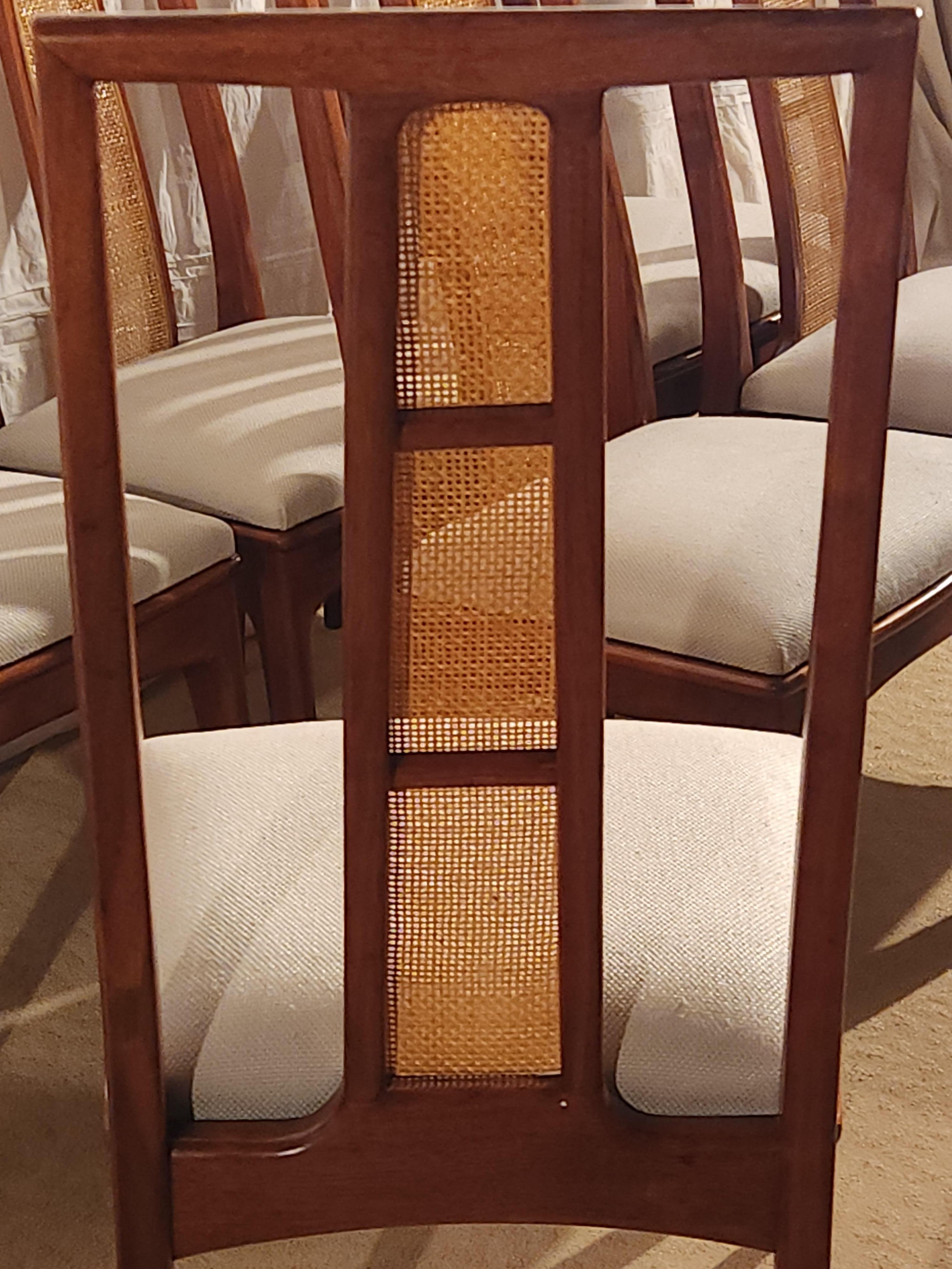 Matched Set of Six Caned Back Walnut and Cane Back Chairs by John Stuart 1950s 2