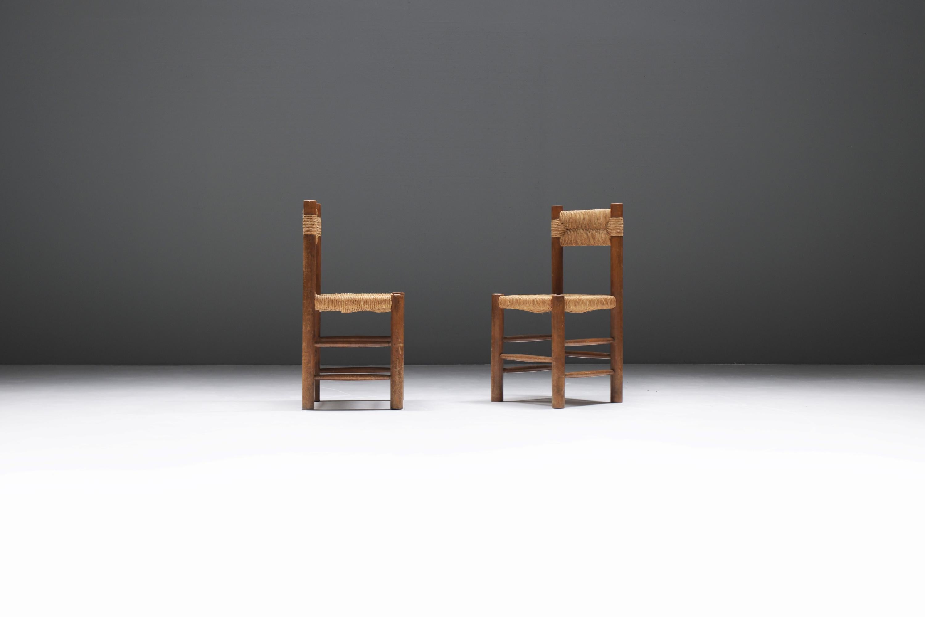 Matching set of Dordogne chairs by Charlotte Perriand for Robert Sentou - France 5