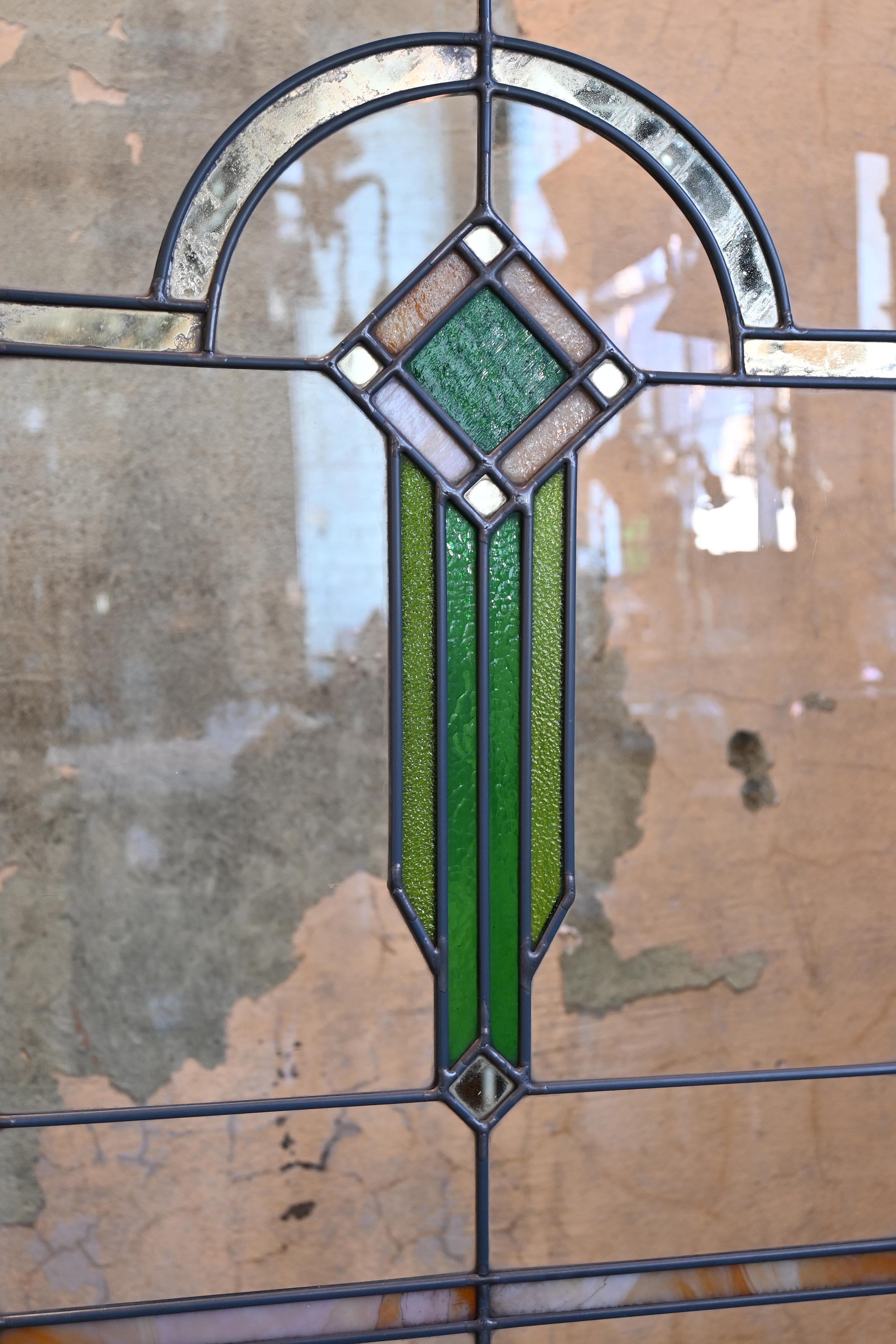 Arts and Crafts Matching Bungalow Prairie Leaded Glass Windows in Quantity For Sale