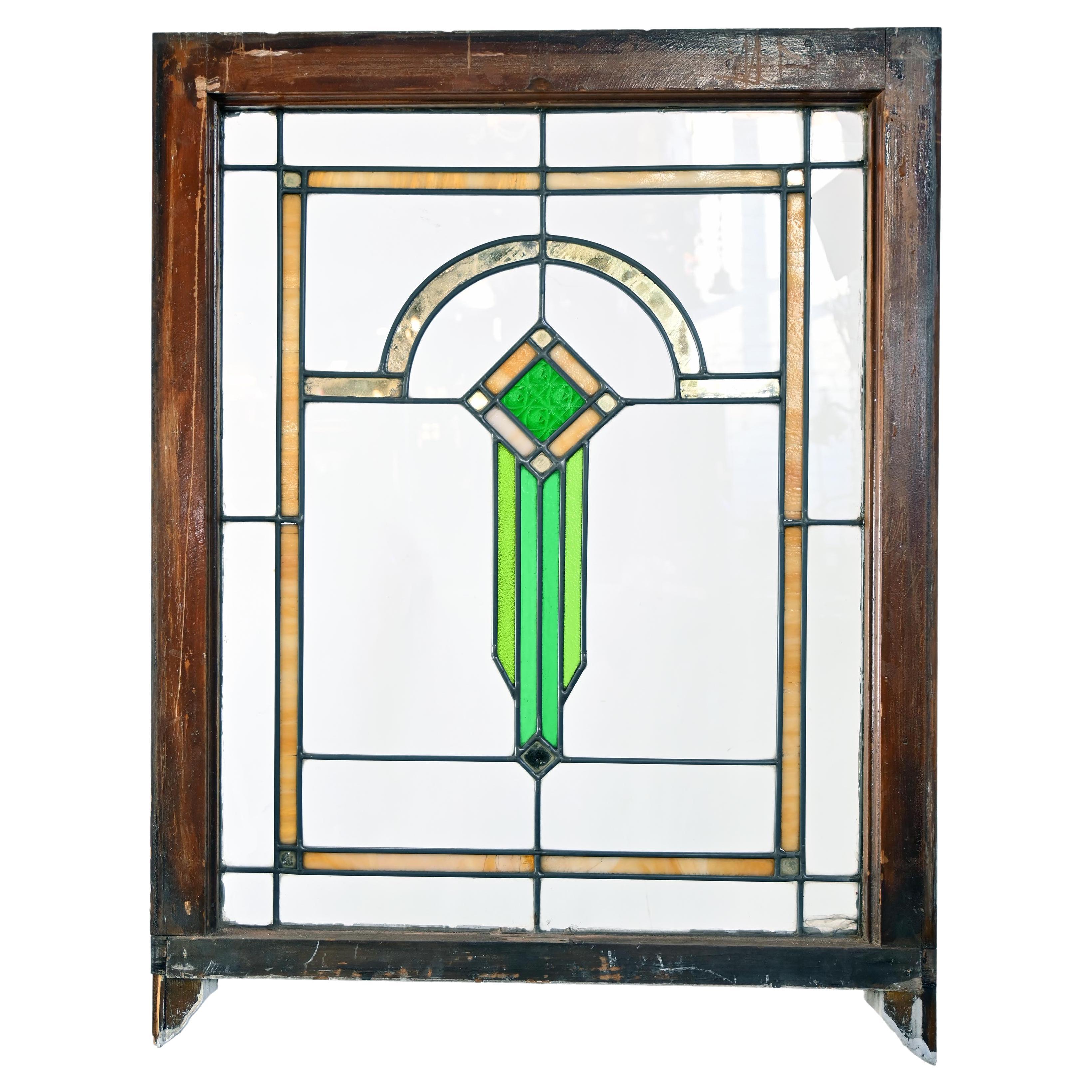 Matching Bungalow Prairie Leaded Glass Windows in Quantity For Sale