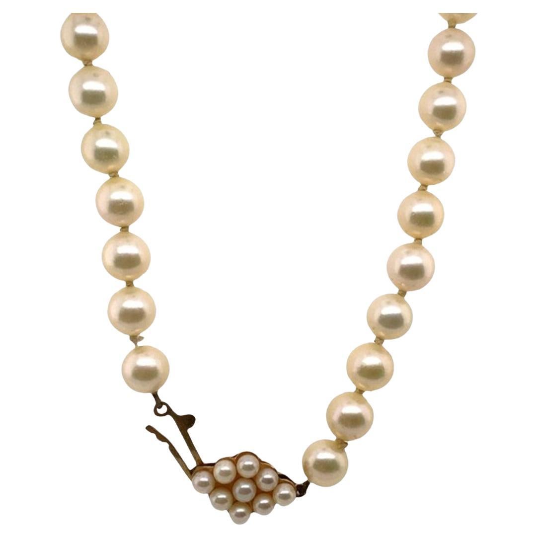 Matching Cultured Pearl Necklace with 9-Cultured Pearl Clasp For Sale