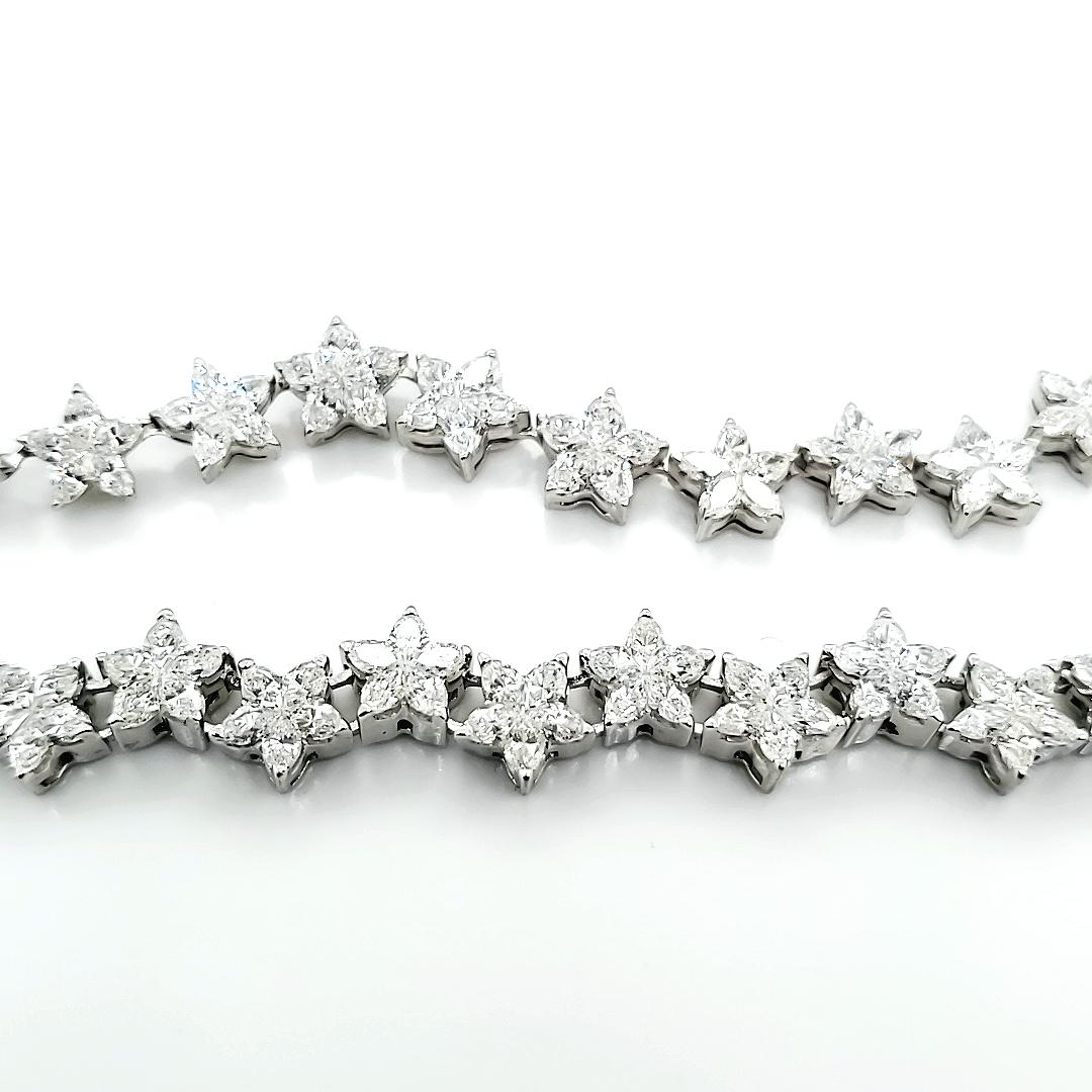 Women's or Men's Matching Custom Cut Star Shape Diamond Bracelet and Necklace