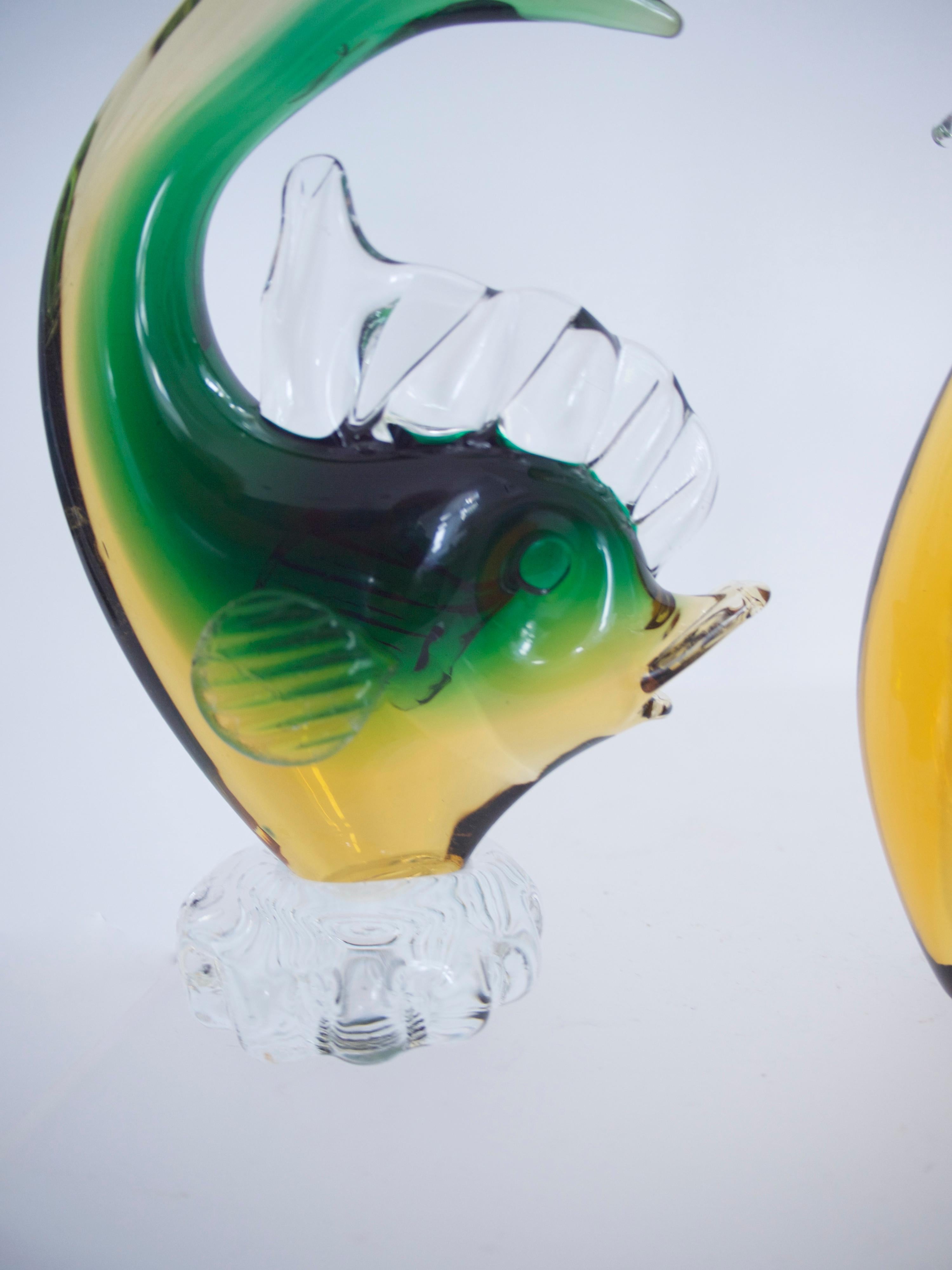 Matching Mid-Century Modern Art Glass Duck and Fish, in the Style of Barbini In Good Condition For Sale In Halstead, GB
