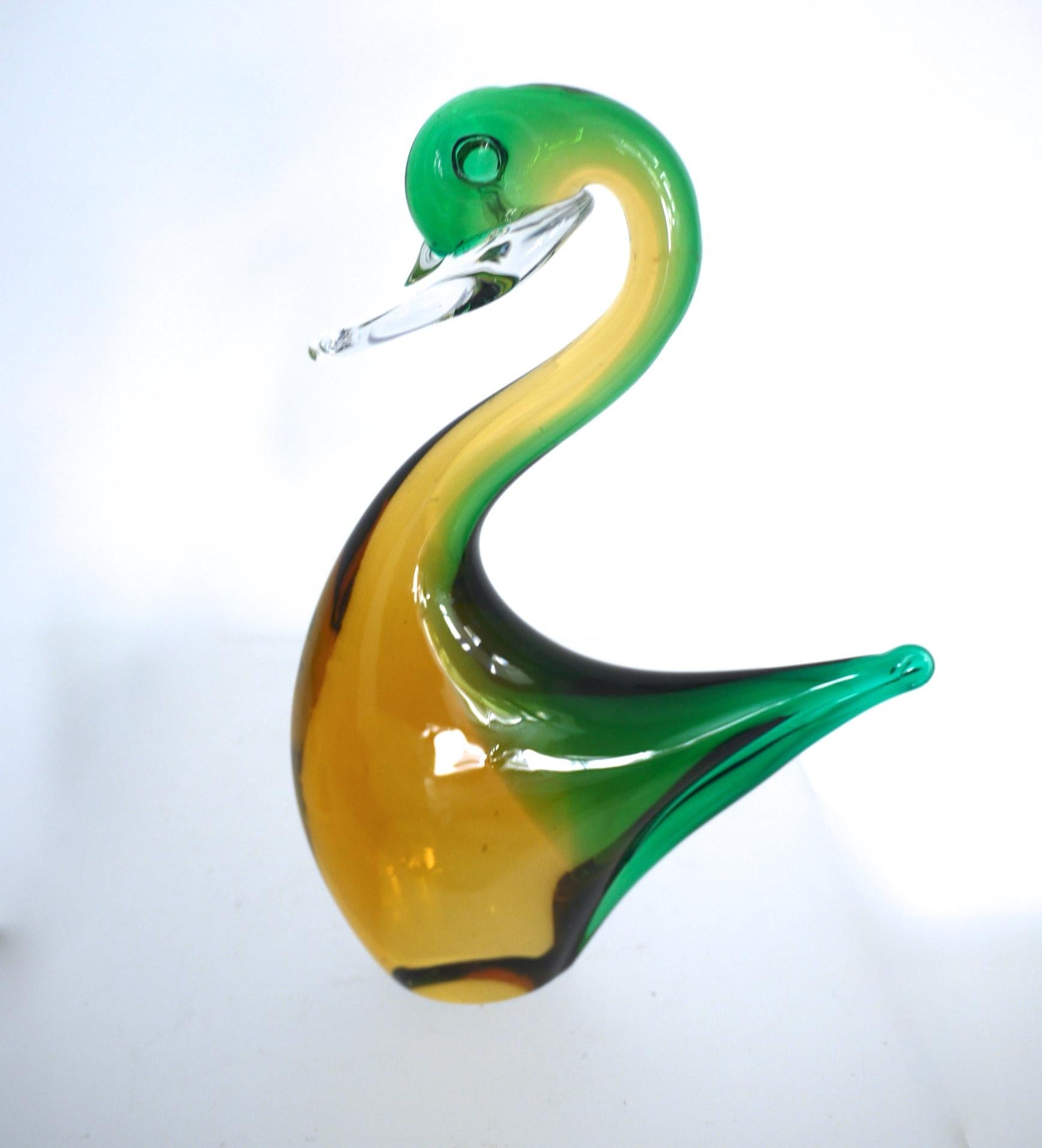 Mid-20th Century Matching Mid-Century Modern Art Glass Duck and Fish, in the Style of Barbini For Sale
