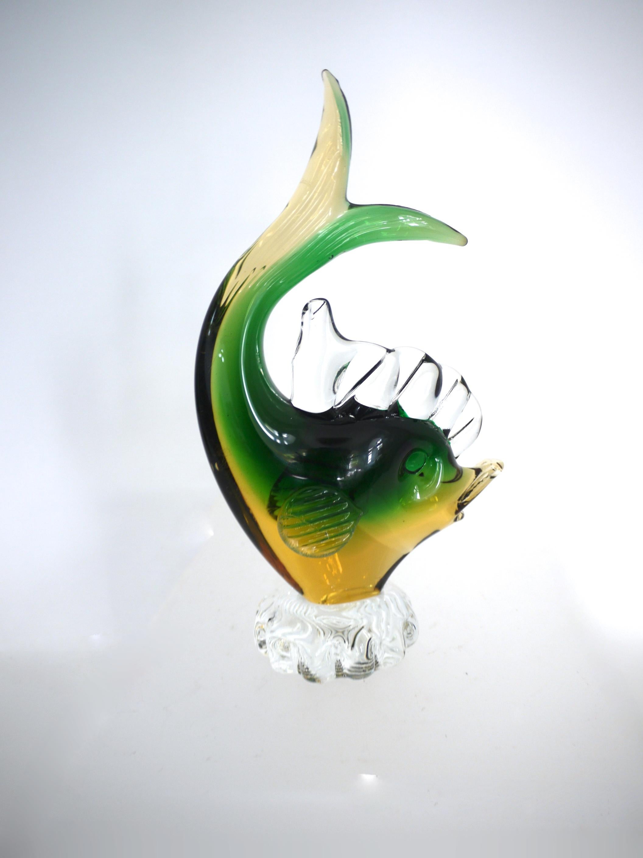 Matching Mid-Century Modern Art Glass Duck and Fish, in the Style of Barbini For Sale 1