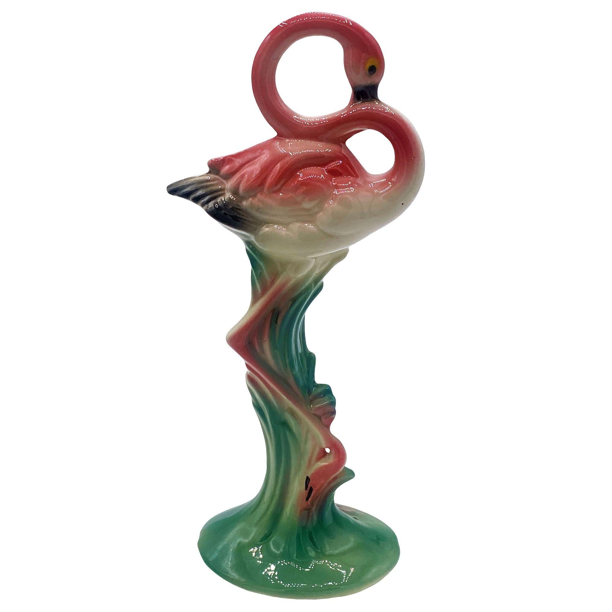 Matching Mid-century Pink Flamingo Ceramic Tabletop Statue Set By Brad Kealer For Sale 7