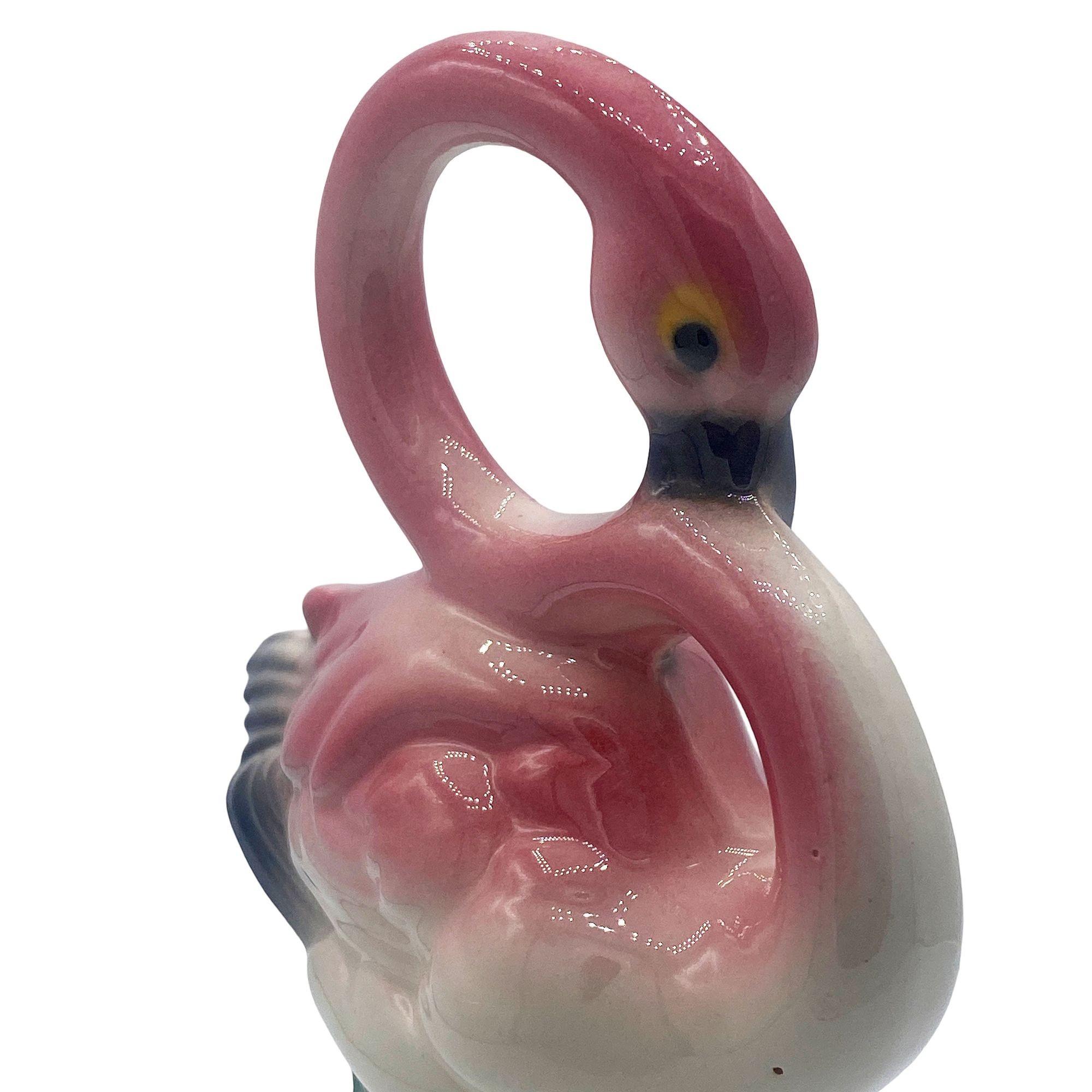 Matching Mid-century Pink Flamingo Ceramic Tabletop Statue Set By Brad Kealer For Sale 8