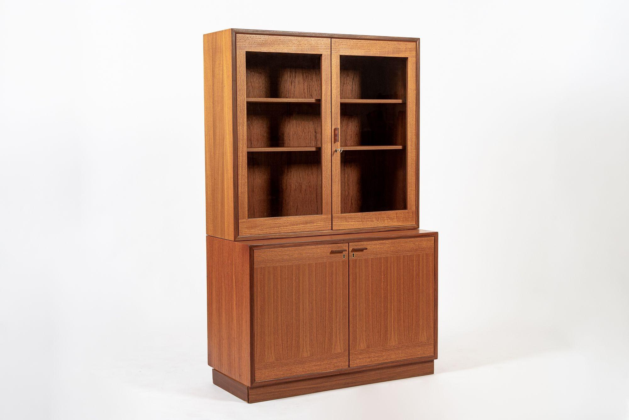 Matching Mid Century Swedish Teak Display Cabinet & Open Bookshelf For Sale 6
