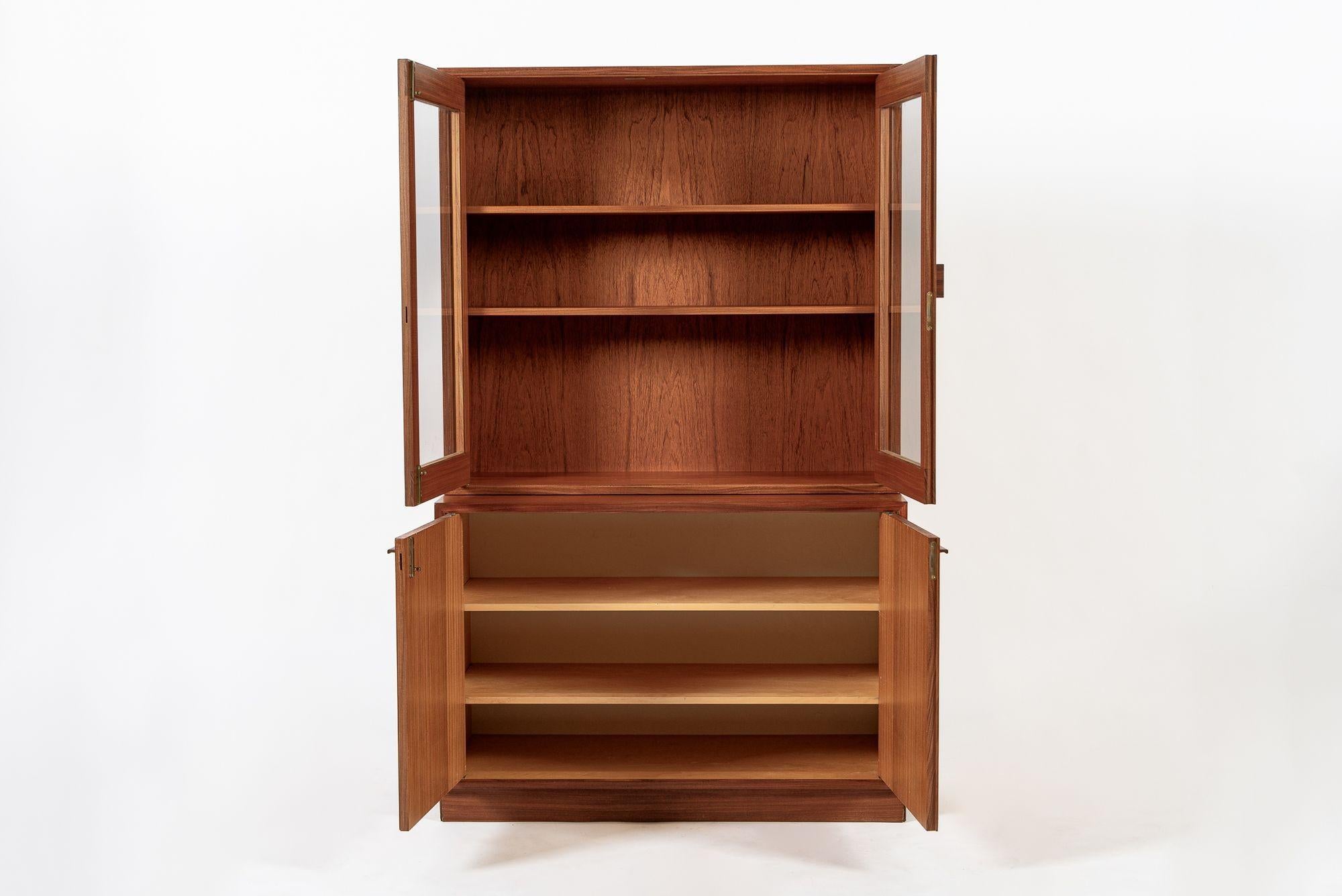 Matching Mid Century Swedish Teak Display Cabinet & Open Bookshelf For Sale 7