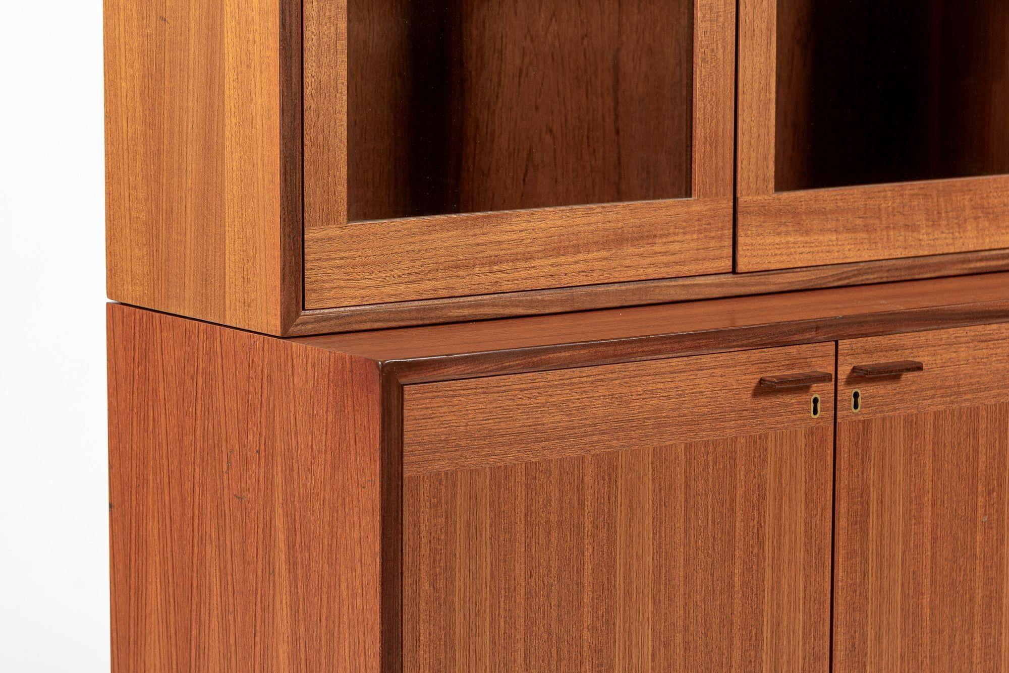 Matching Mid Century Swedish Teak Display Cabinet & Open Bookshelf For Sale 8