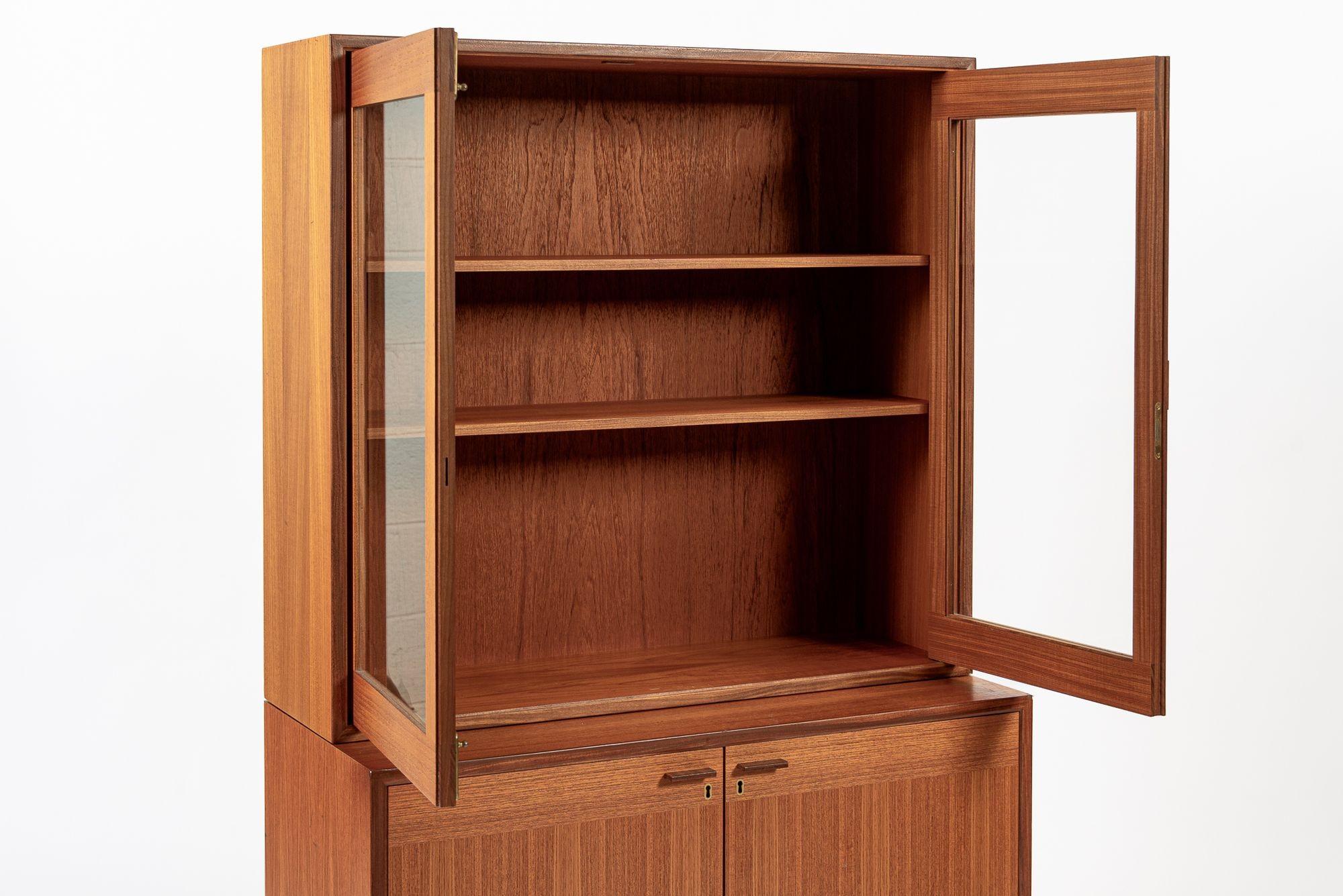 Matching Mid Century Swedish Teak Display Cabinet & Open Bookshelf For Sale 9