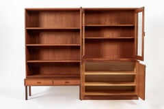 Matching Mid Century Swedish Teak Display Cabinet & Open Bookshelf