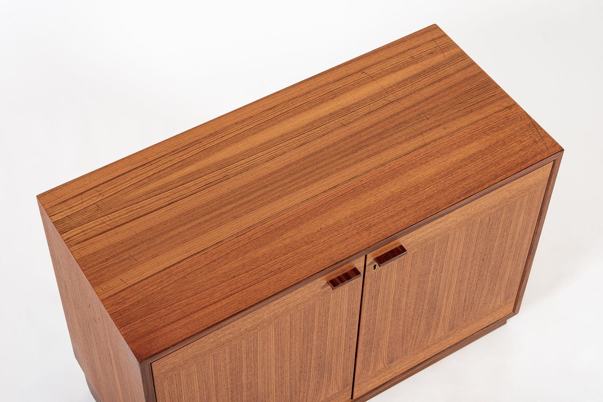 Glass Matching Mid Century Swedish Teak Display Cabinet & Open Bookshelf For Sale