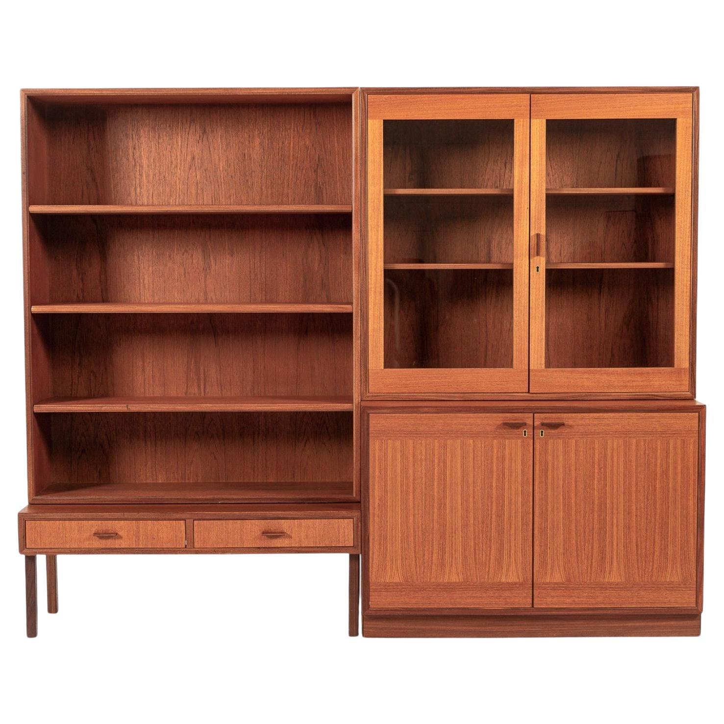 Matching Mid Century Swedish Teak Display Cabinet & Open Bookshelf