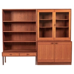 Matching Mid Century Swedish Teak Display Cabinet & Open Bookshelf