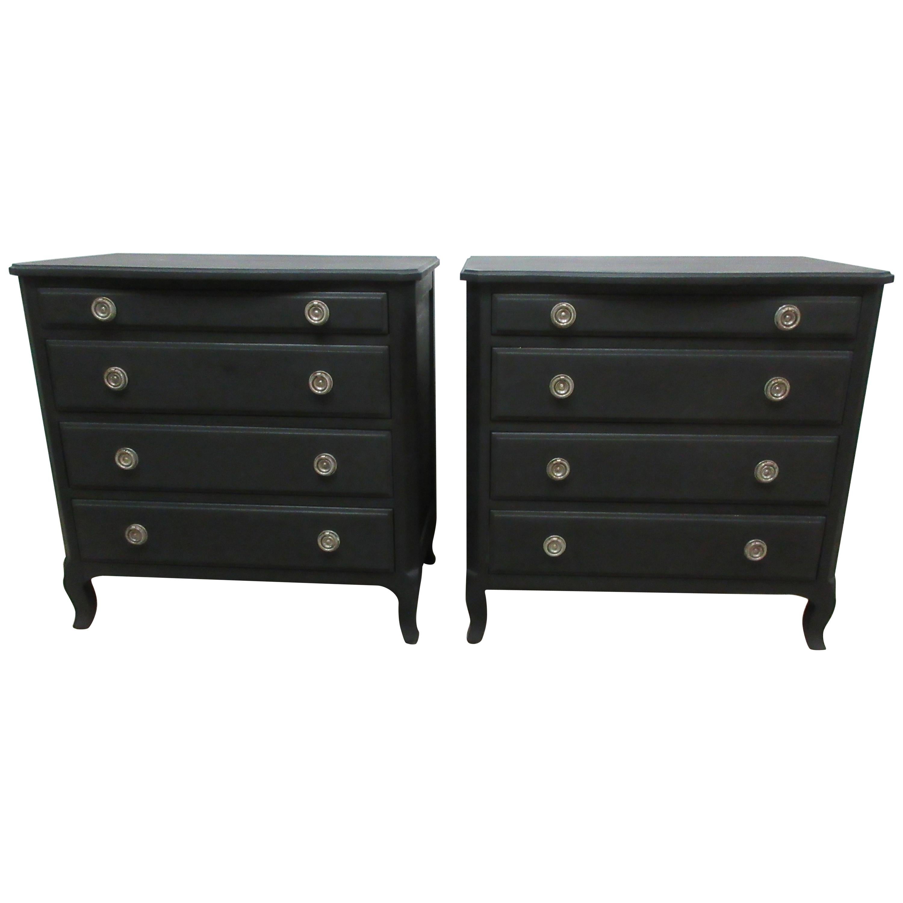 Matching Midnight Black Chest of Drawers For Sale