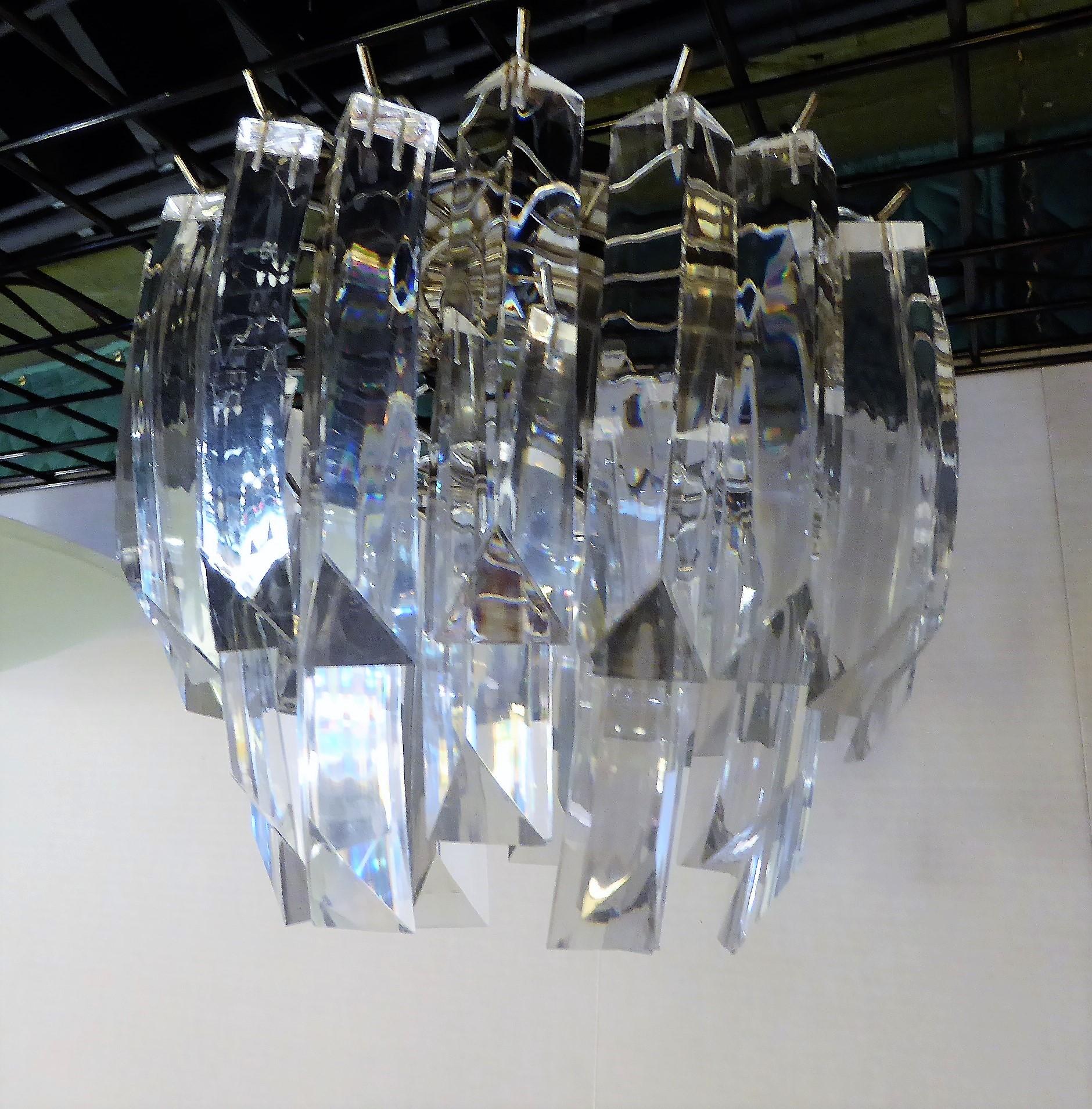 Matching Modern Two-Tier Lucite Flush Mount Lights In Good Condition In Miami, FL