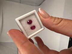 Matching oval rubies untreated matching pair 100% natural certified 6.5mm