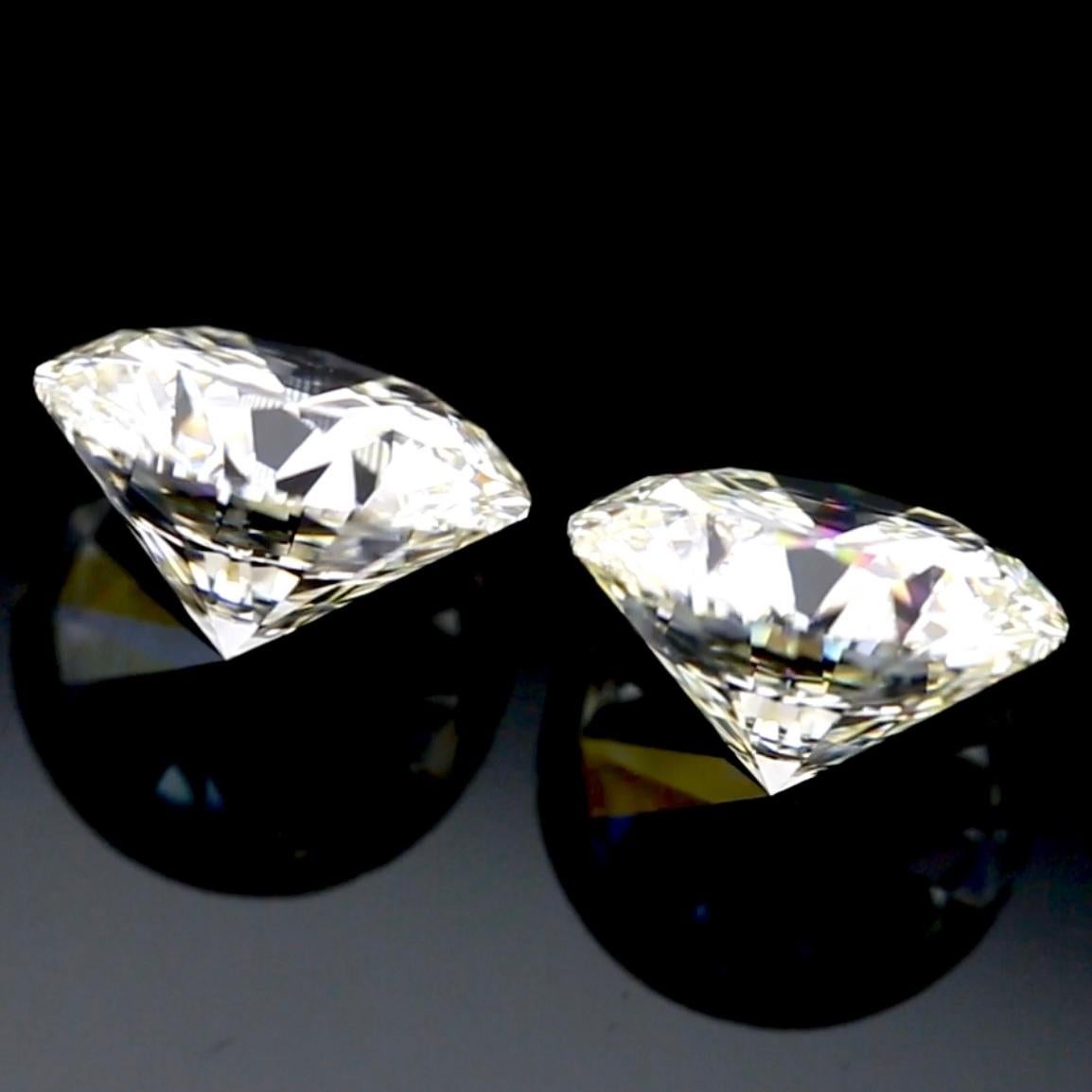 Coppia di diamanti tondi Brillianti 3,37ct e 3,27ct K-VS1/VVS2 GIA EX in vendita 4