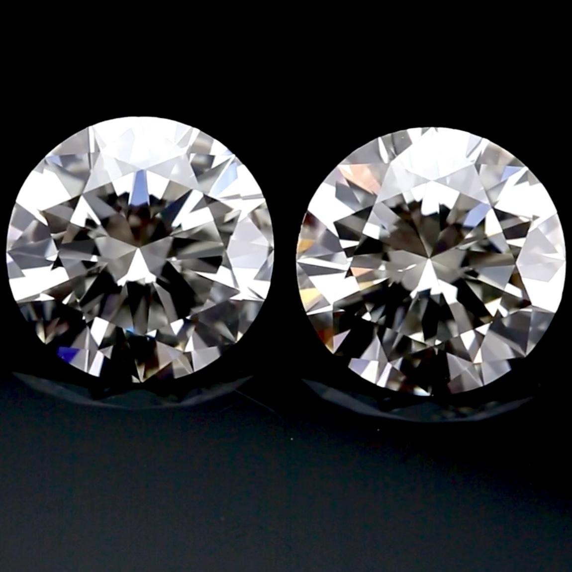 Coppia di diamanti tondi Brillianti 3,37ct e 3,27ct K-VS1/VVS2 GIA EX In condizioni Nuovo in vendita a Ramat Gan, IL