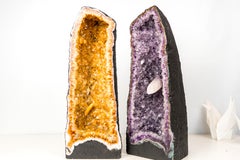 Matching Pair Amethyst & Citrine Cathedral Geodes