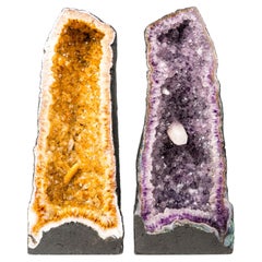 Matching Pair Amethyst & Citrine Cathedral Geodes