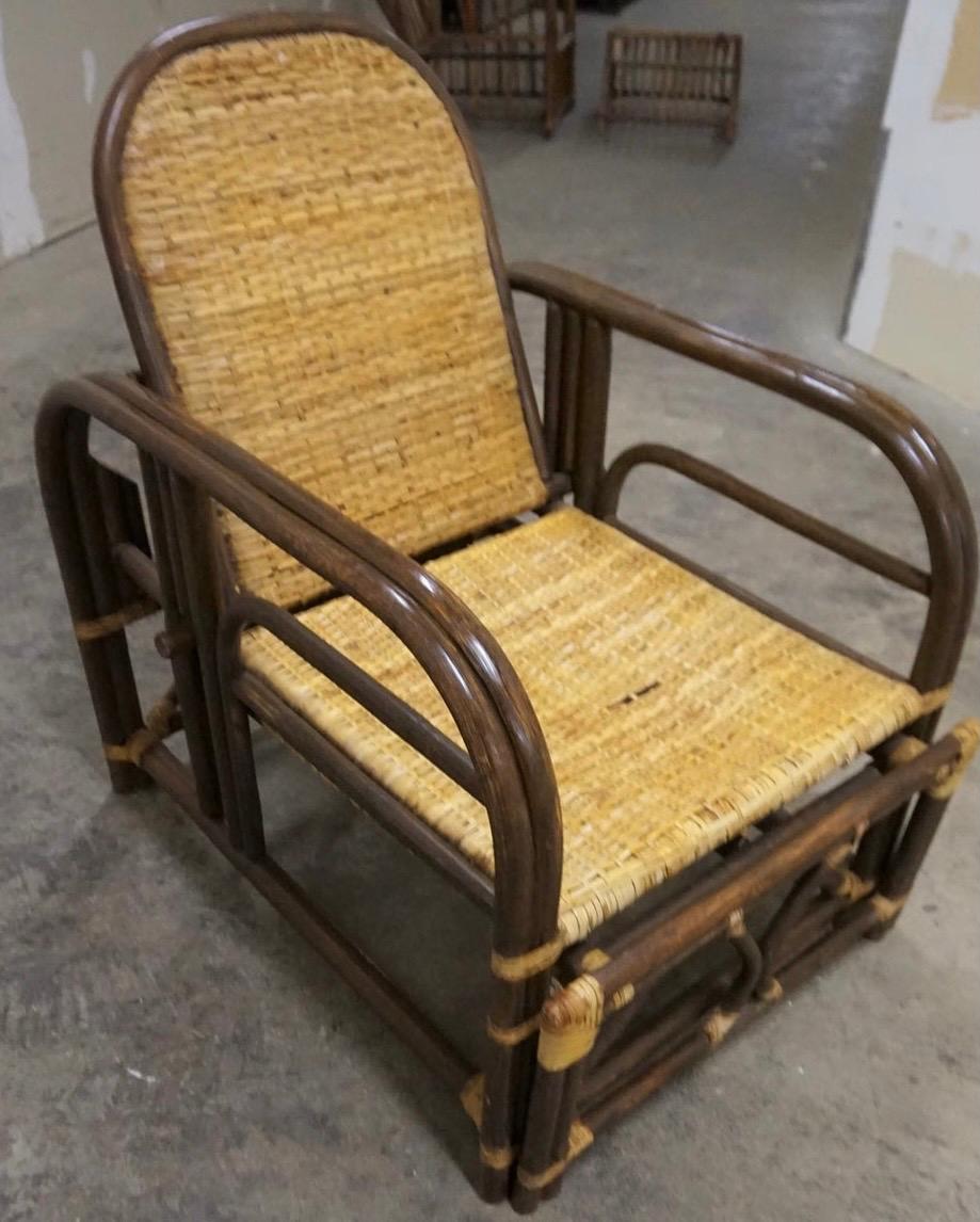 Mid-Century Modern Matching Pair of Art Deco Style 1960s Bamboo Lounge Chairs