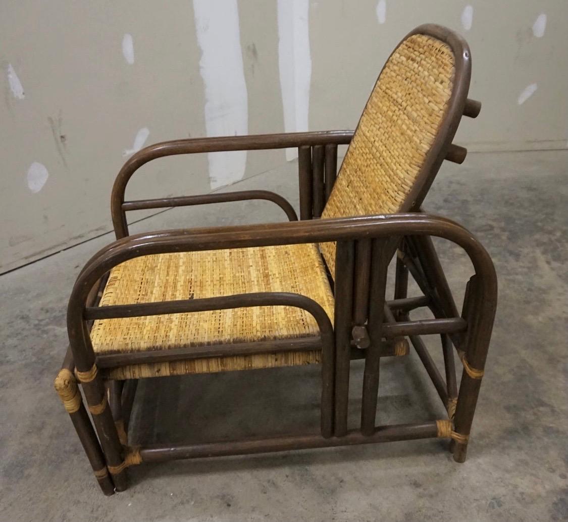 Mid-20th Century Matching Pair of Art Deco Style 1960s Bamboo Lounge Chairs