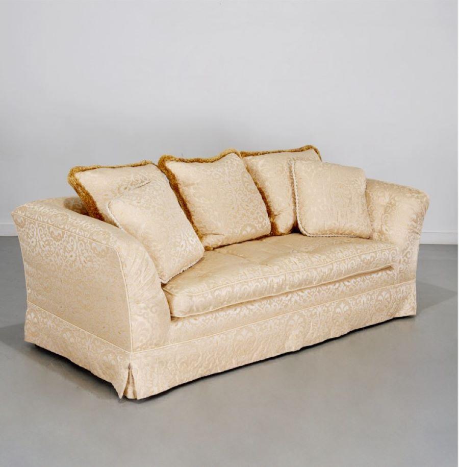 cream damask sofa