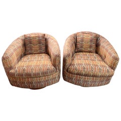 Pareja de sillas giratorias Milo Baughman Thayer Coggin Mid Century Barrelback