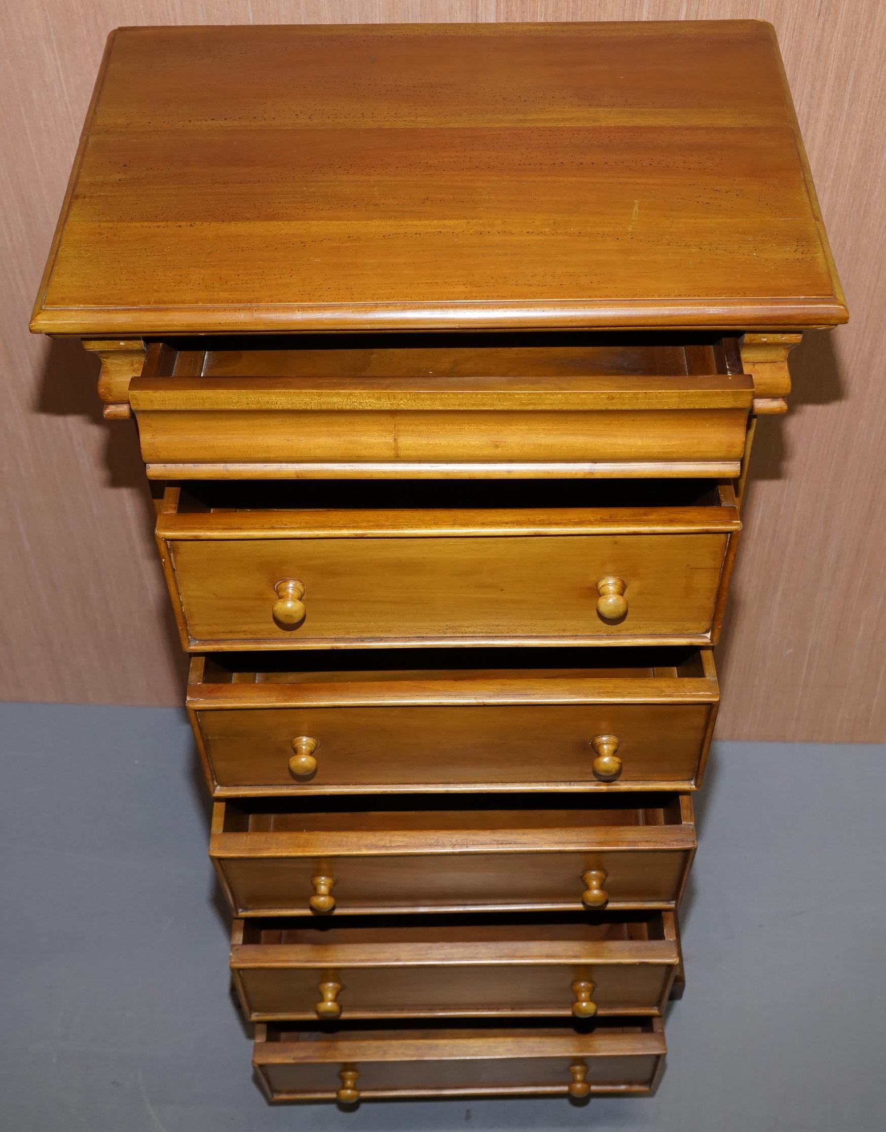 Matching Pair of Tall Light Mahogany Tallboy Chests of Drawers Part Suite 3