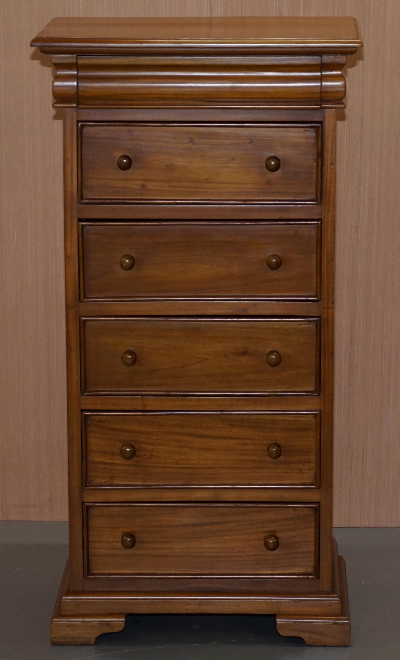 Matching Pair of Tall Light Mahogany Tallboy Chests of Drawers Part Suite 6