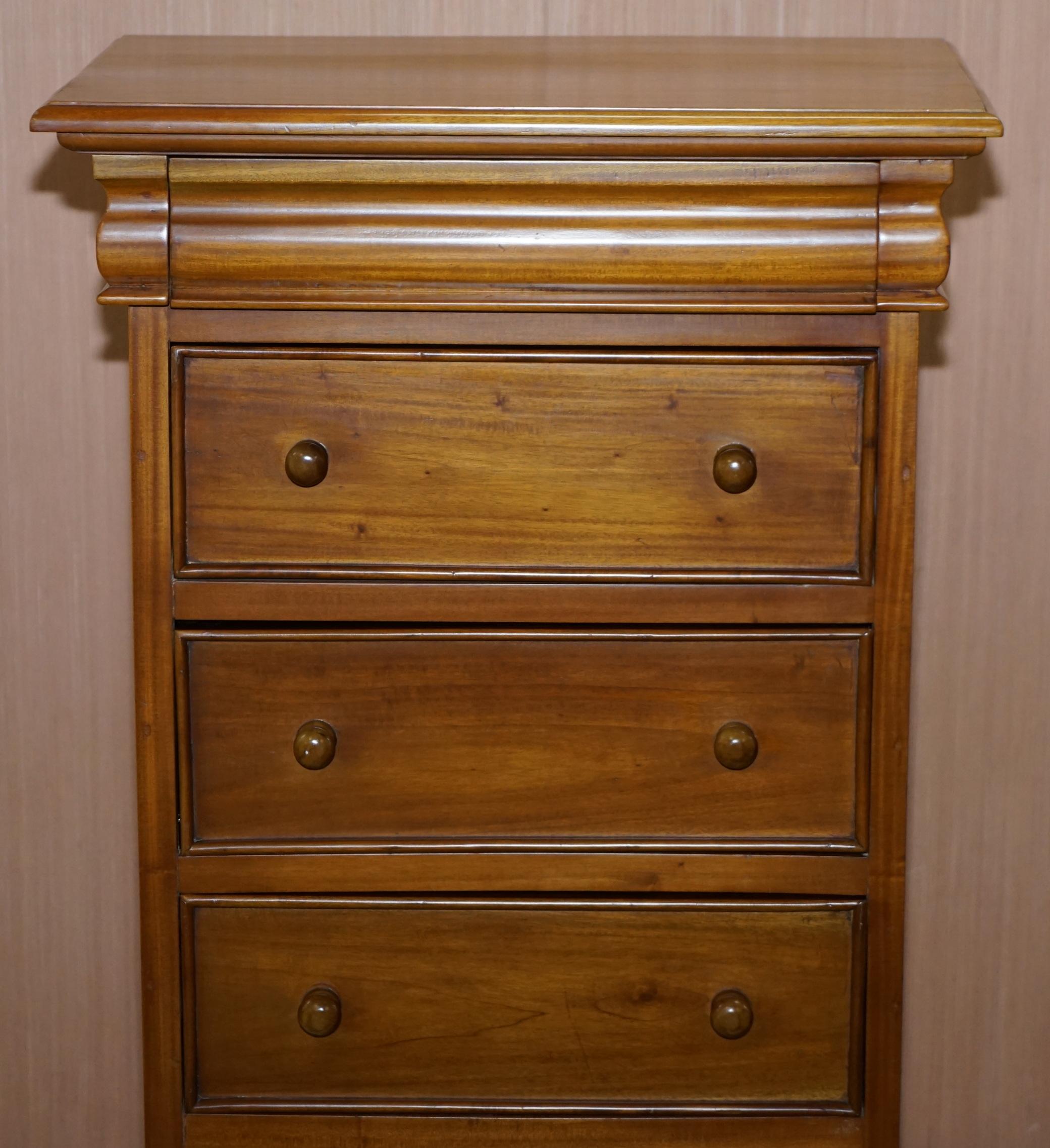Matching Pair of Tall Light Mahogany Tallboy Chests of Drawers Part Suite 7