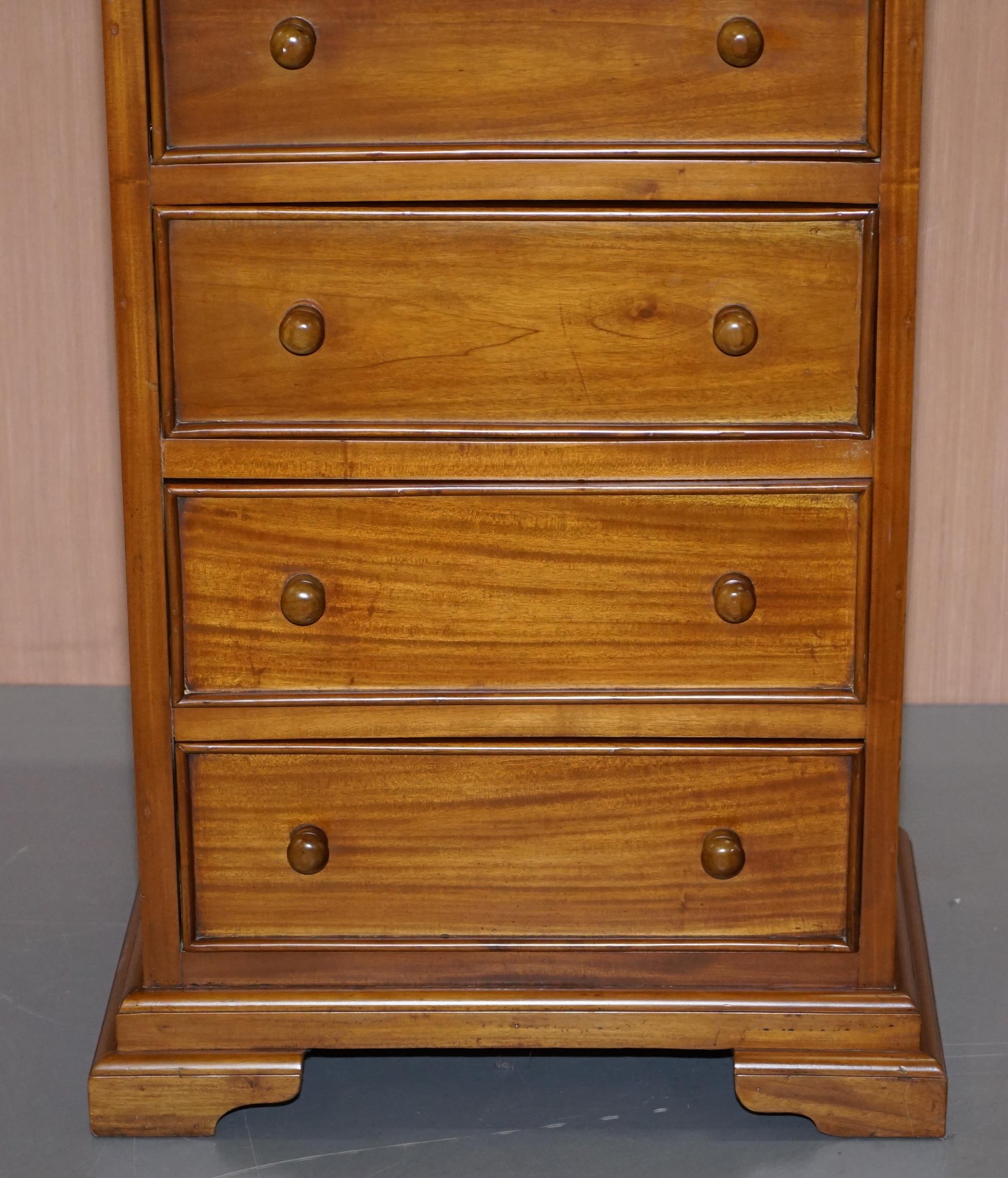 Matching Pair of Tall Light Mahogany Tallboy Chests of Drawers Part Suite 8