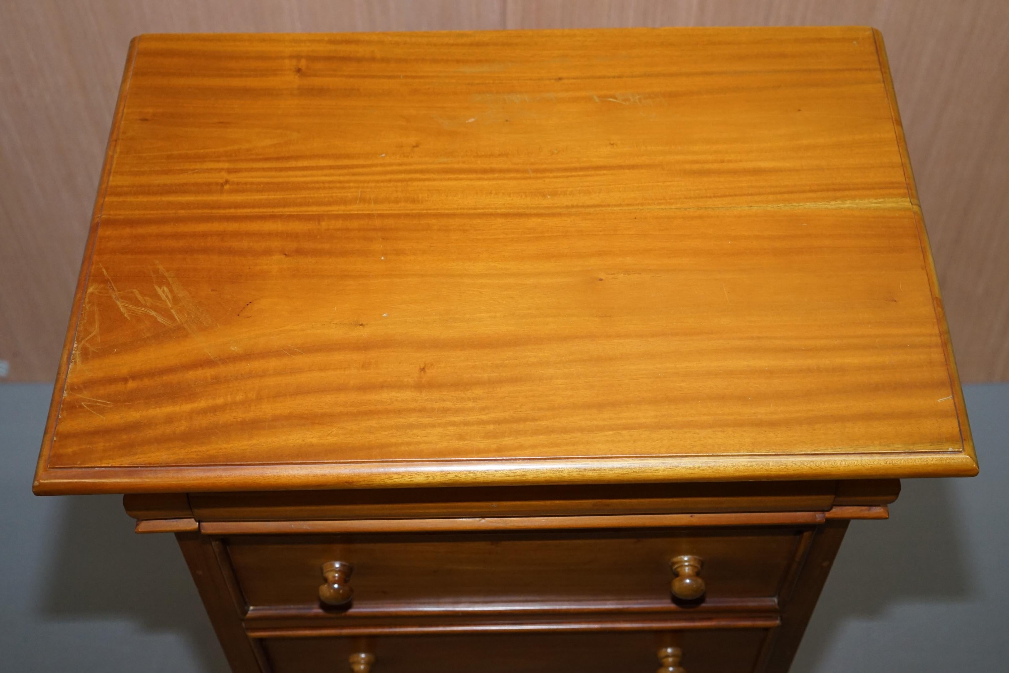 Matching Pair of Tall Light Mahogany Tallboy Chests of Drawers Part Suite 9