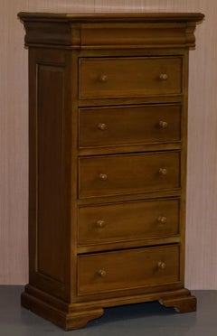 Matching Pair of Tall Light Mahogany Tallboy Chests of Drawers Part Suite