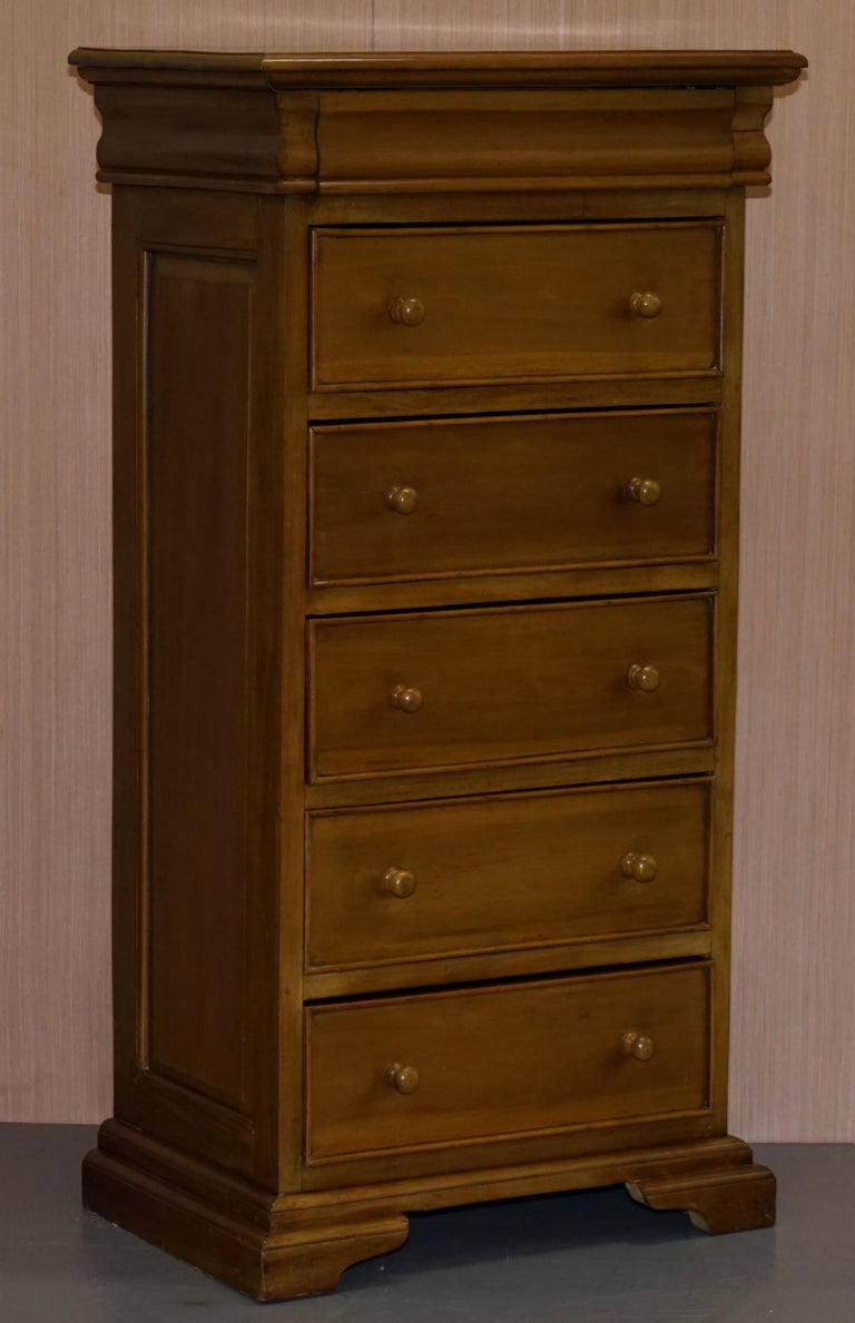 Matching Pair Of Tall Light Mahogany Tallboy Chests Of Drawers