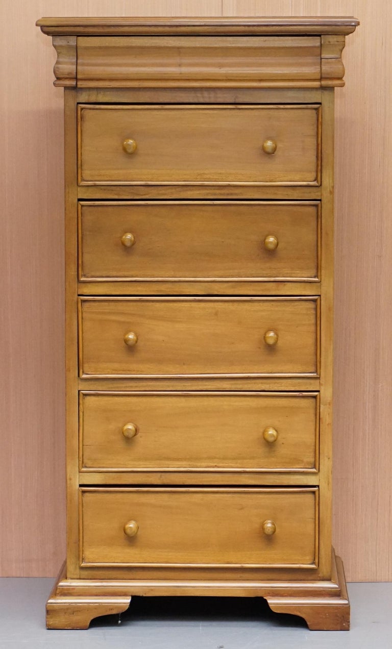 Matching Pair of Tall Light Mahogany Tallboy Chests of Drawers Part