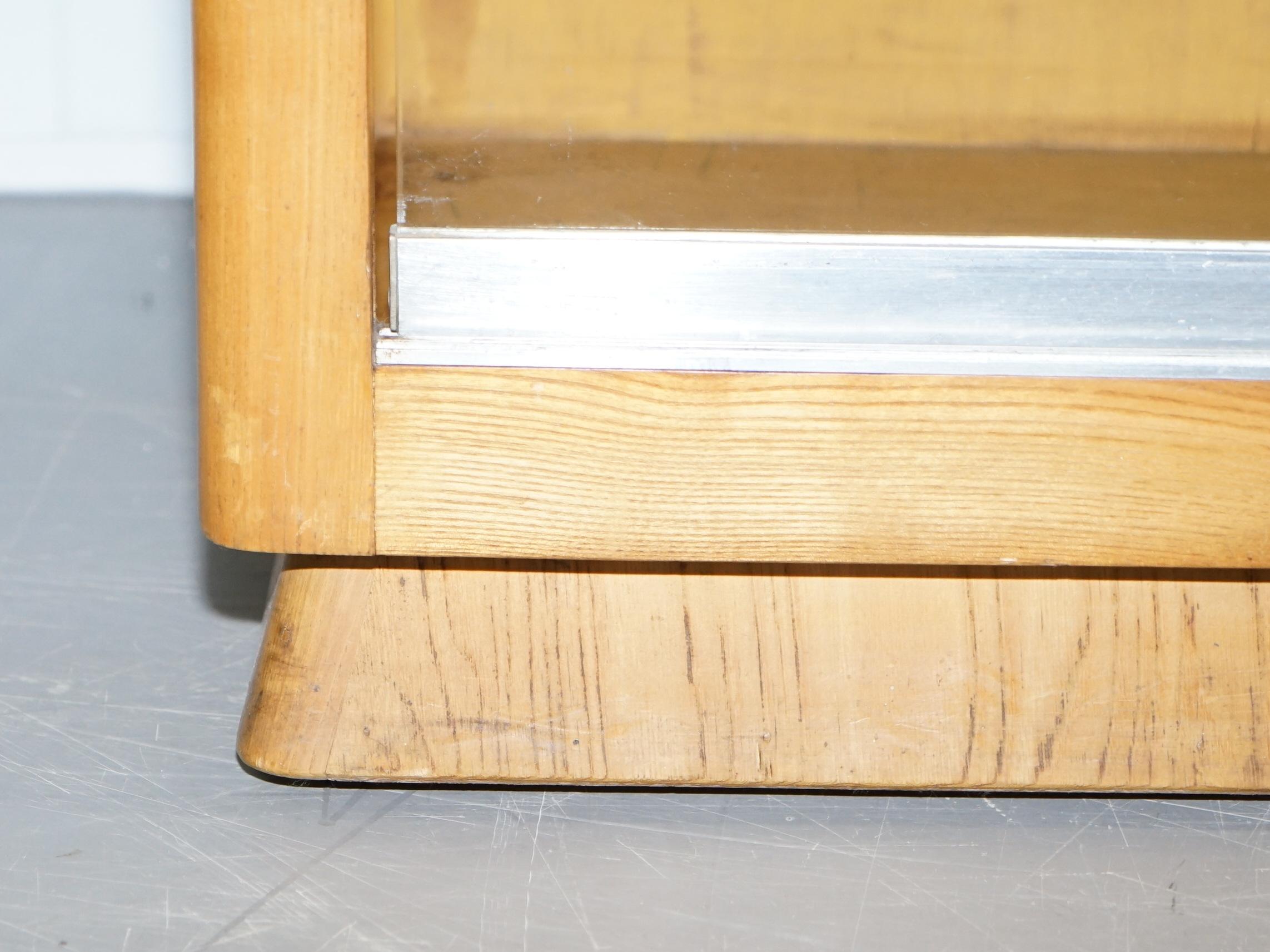 Matching Pair of English Oak Library Study Bookcases with Glazed Doors For Sale 1