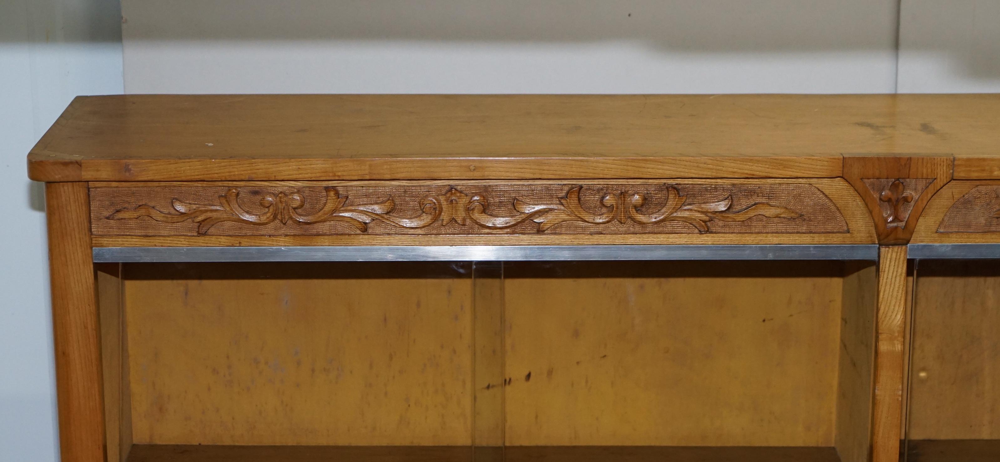 Edwardian Matching Pair of English Oak Library Study Bookcases with Glazed Doors For Sale