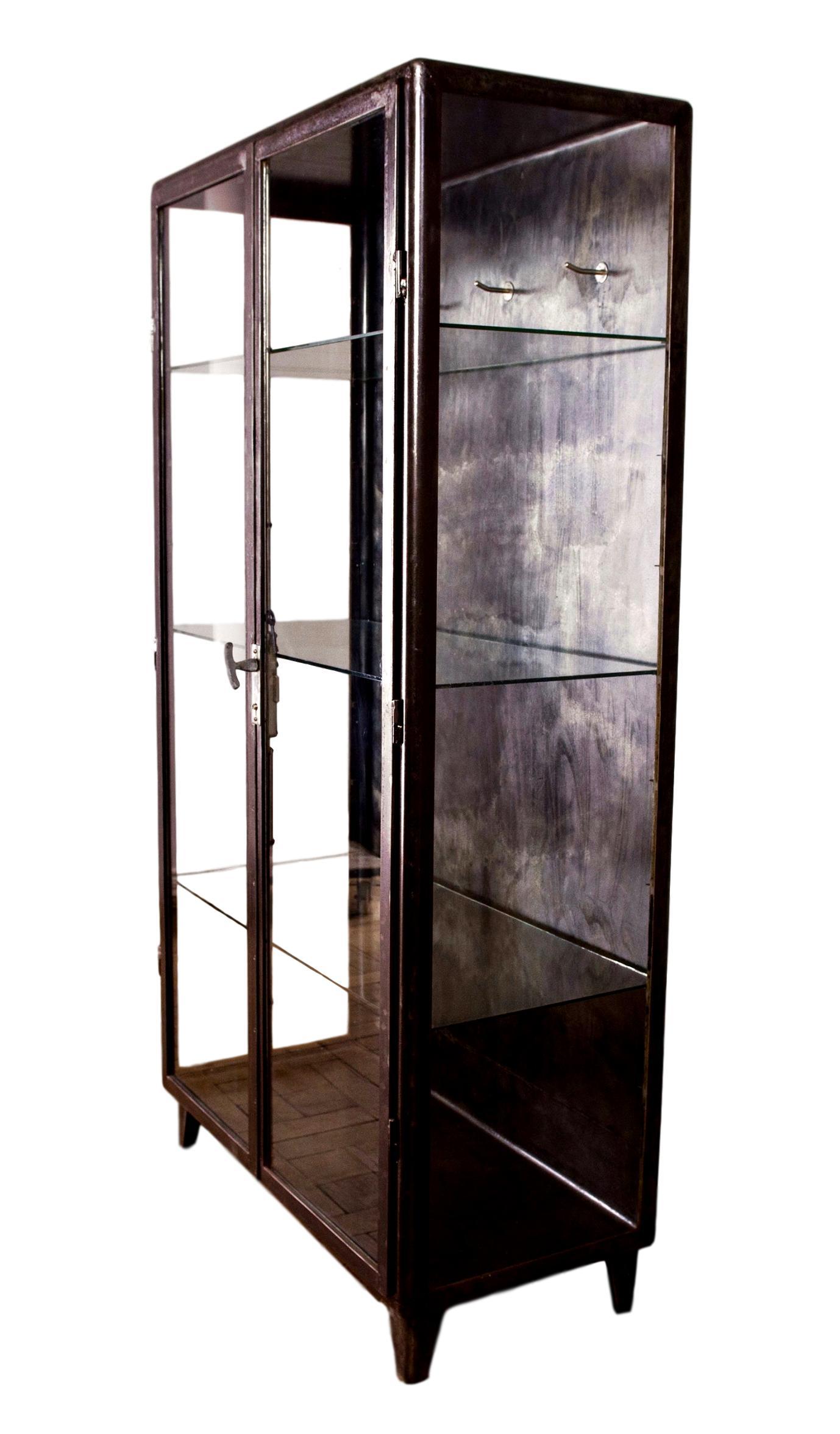1930s Iron and Glass Vitrine from Belgium In Good Condition In Los Angeles, CA