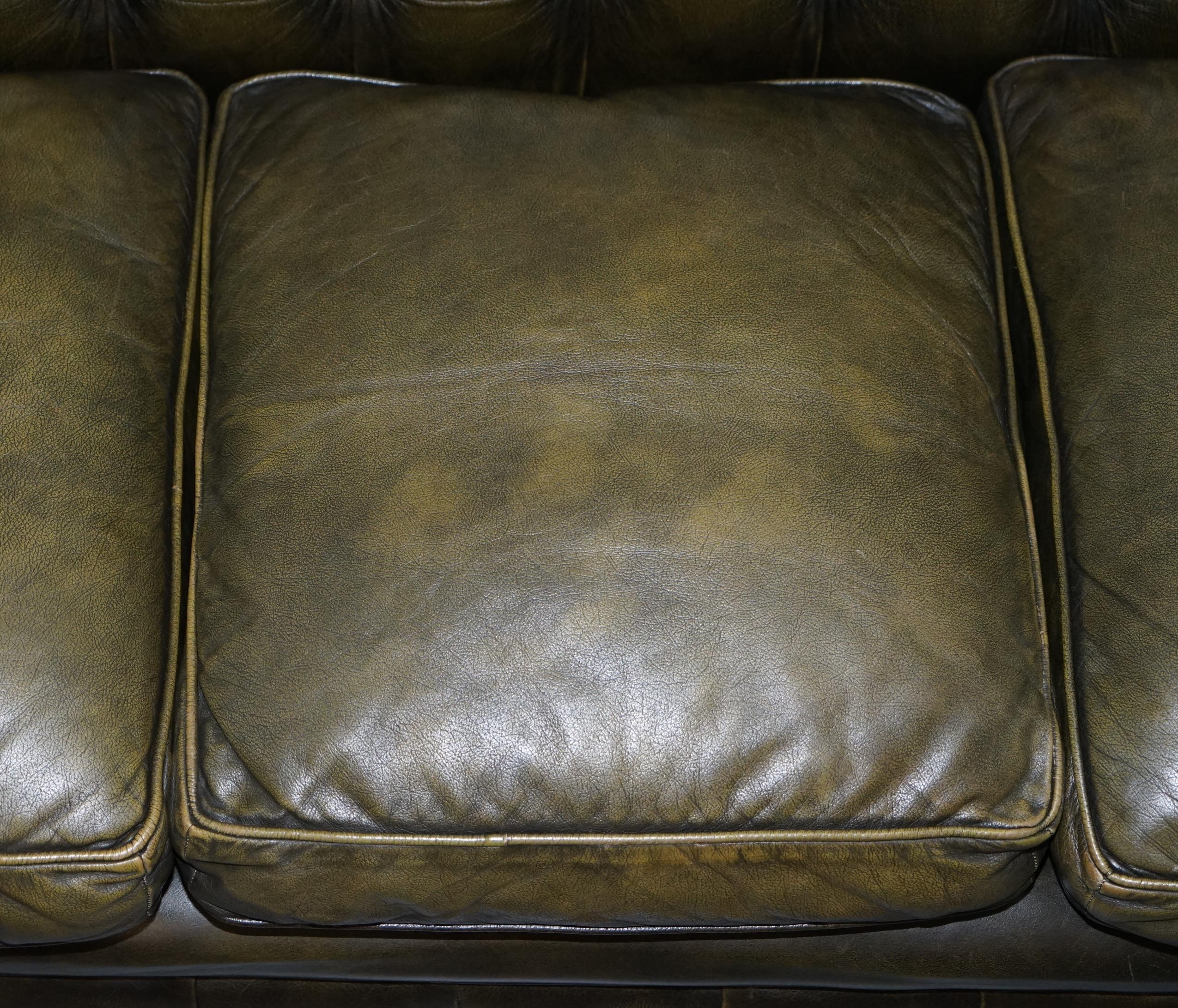 20th Century Matching Pair of 1950s Chesterfield Leather Sofas Feather Cushions Coil Sprung
