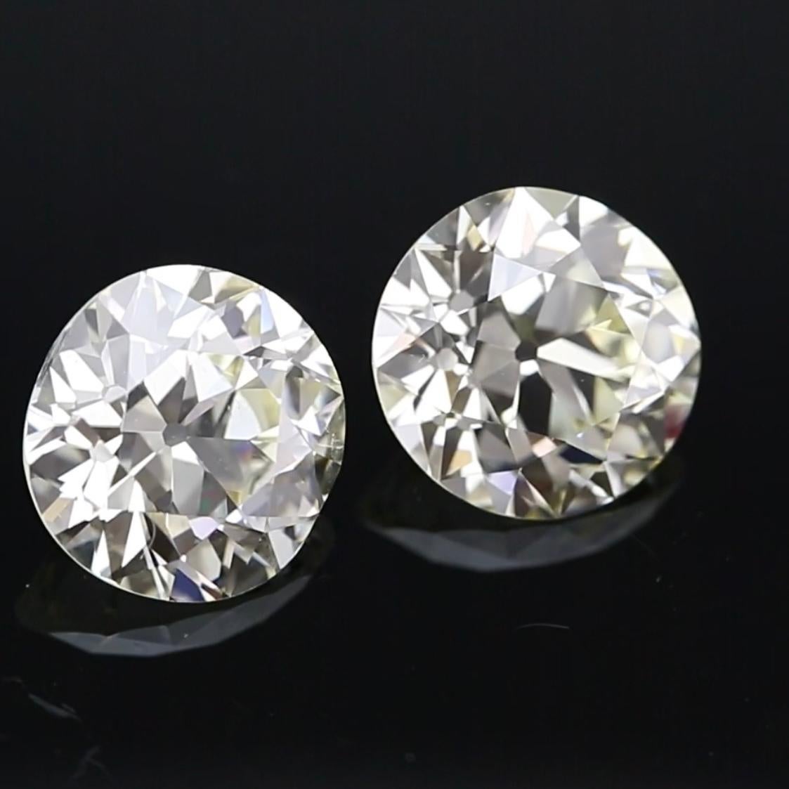 Paire de diamants européens anciens de 4ct chacun en vente 1