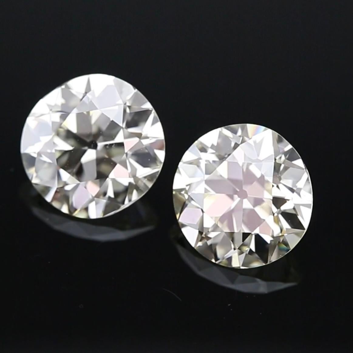 Paire de diamants européens anciens de 4ct chacun en vente 2