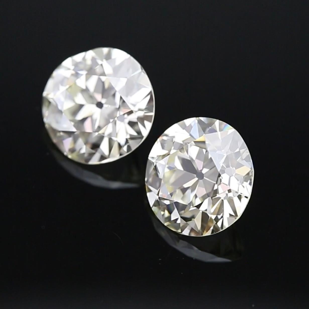 Paire de diamants européens anciens de 4ct chacun en vente 3