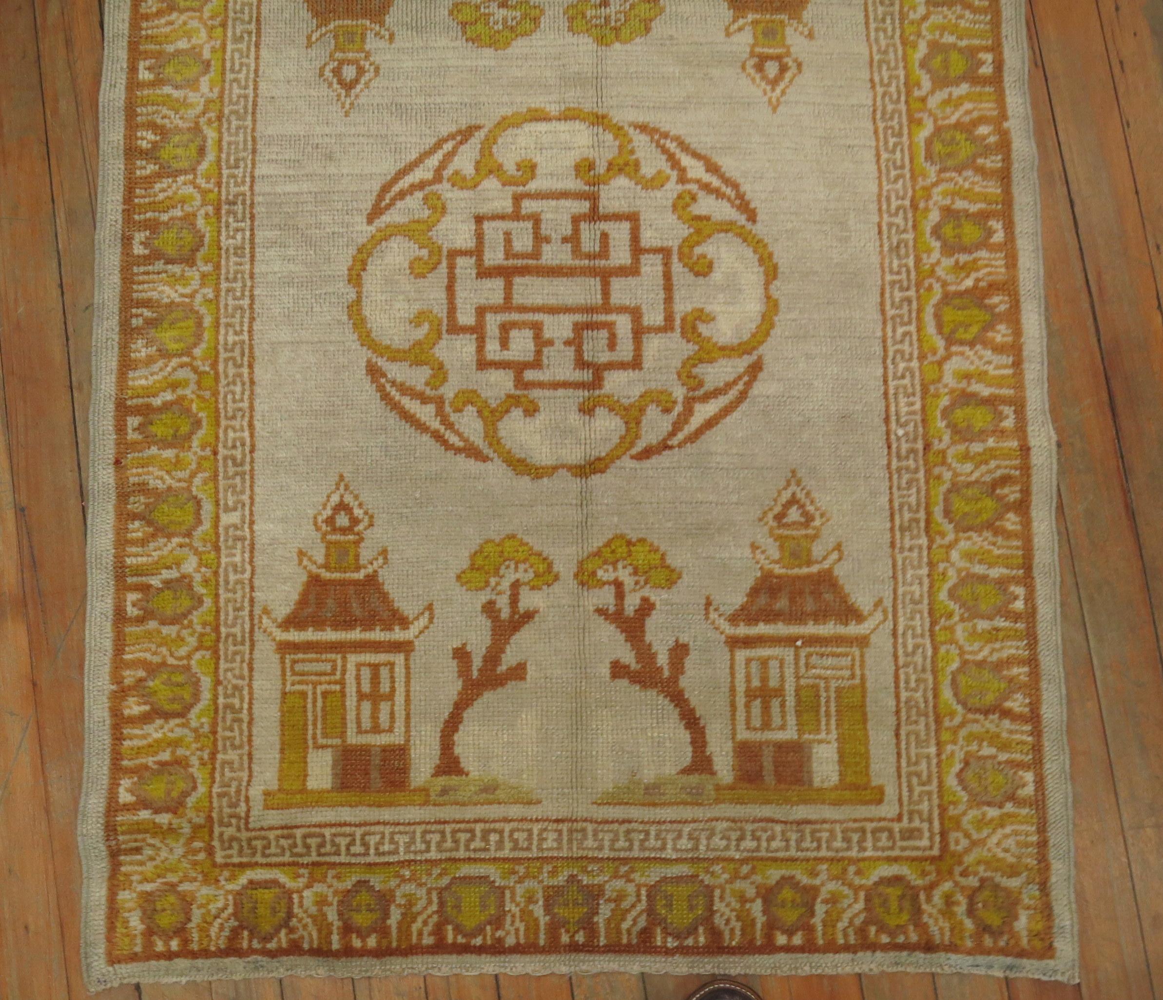 Chinese Export Matching Pair of Antique Khotan Rugs For Sale