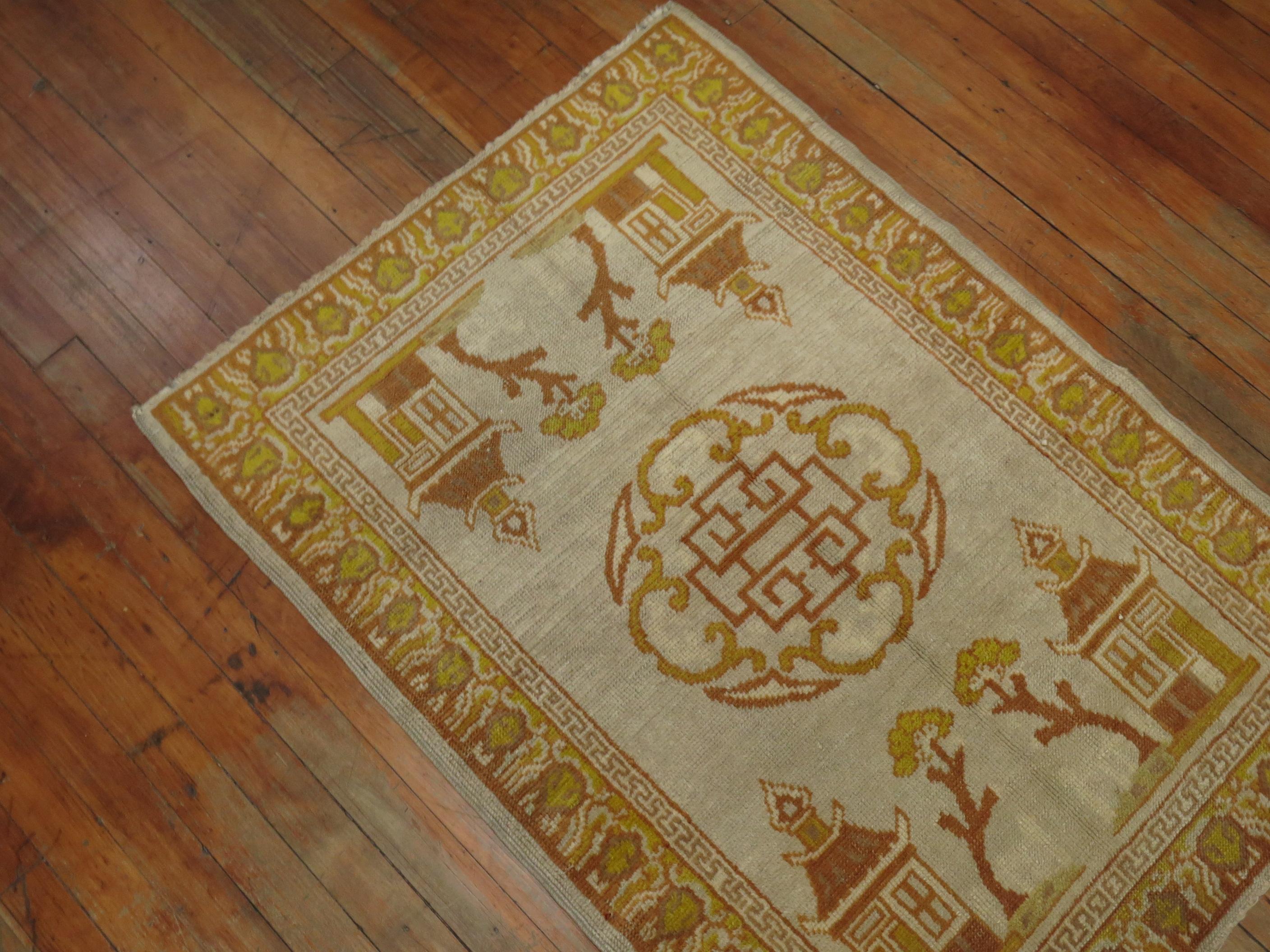 Matching Pair of Antique Khotan Rugs In Good Condition For Sale In New York, NY