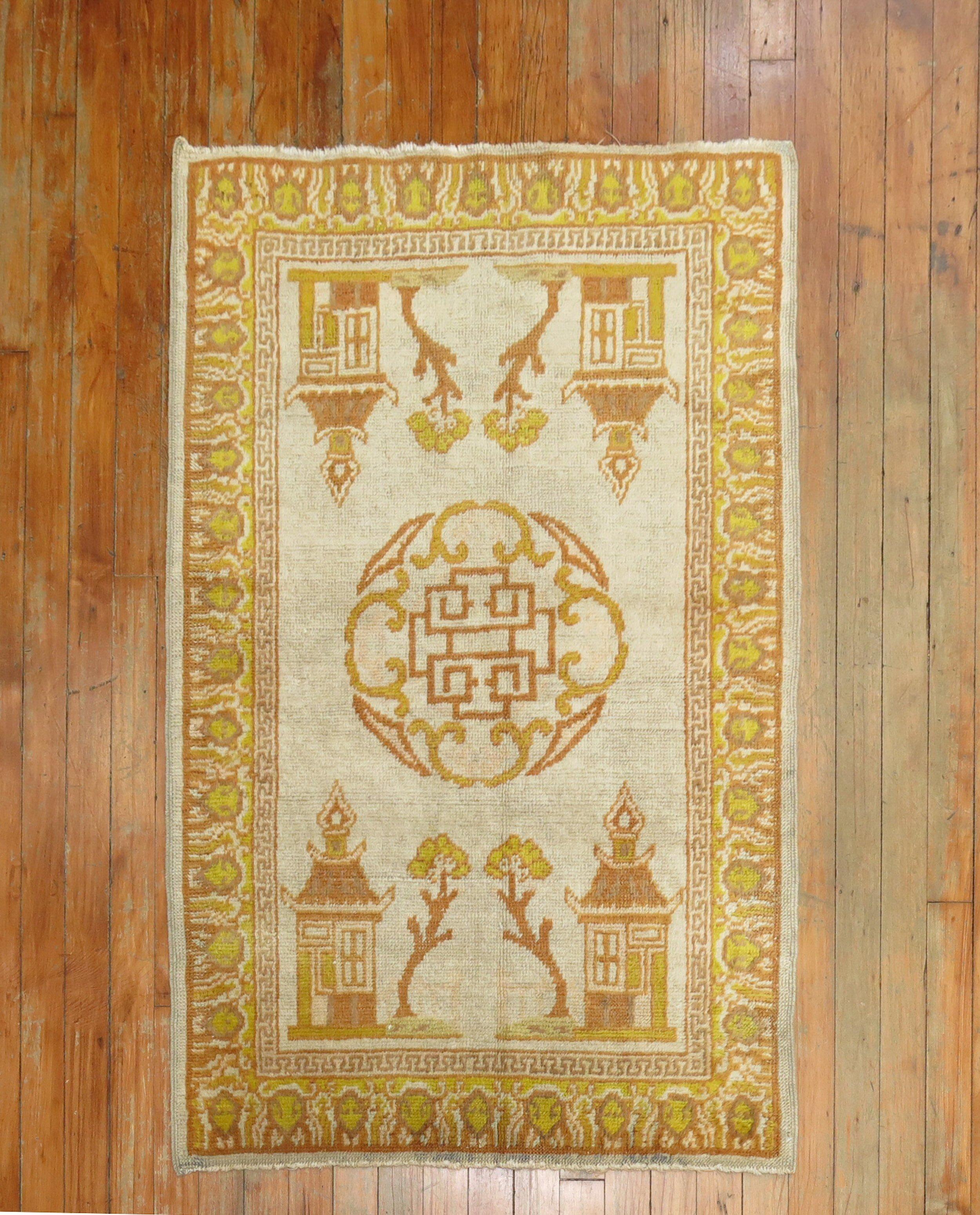 20th Century Matching Pair of Antique Khotan Rugs For Sale