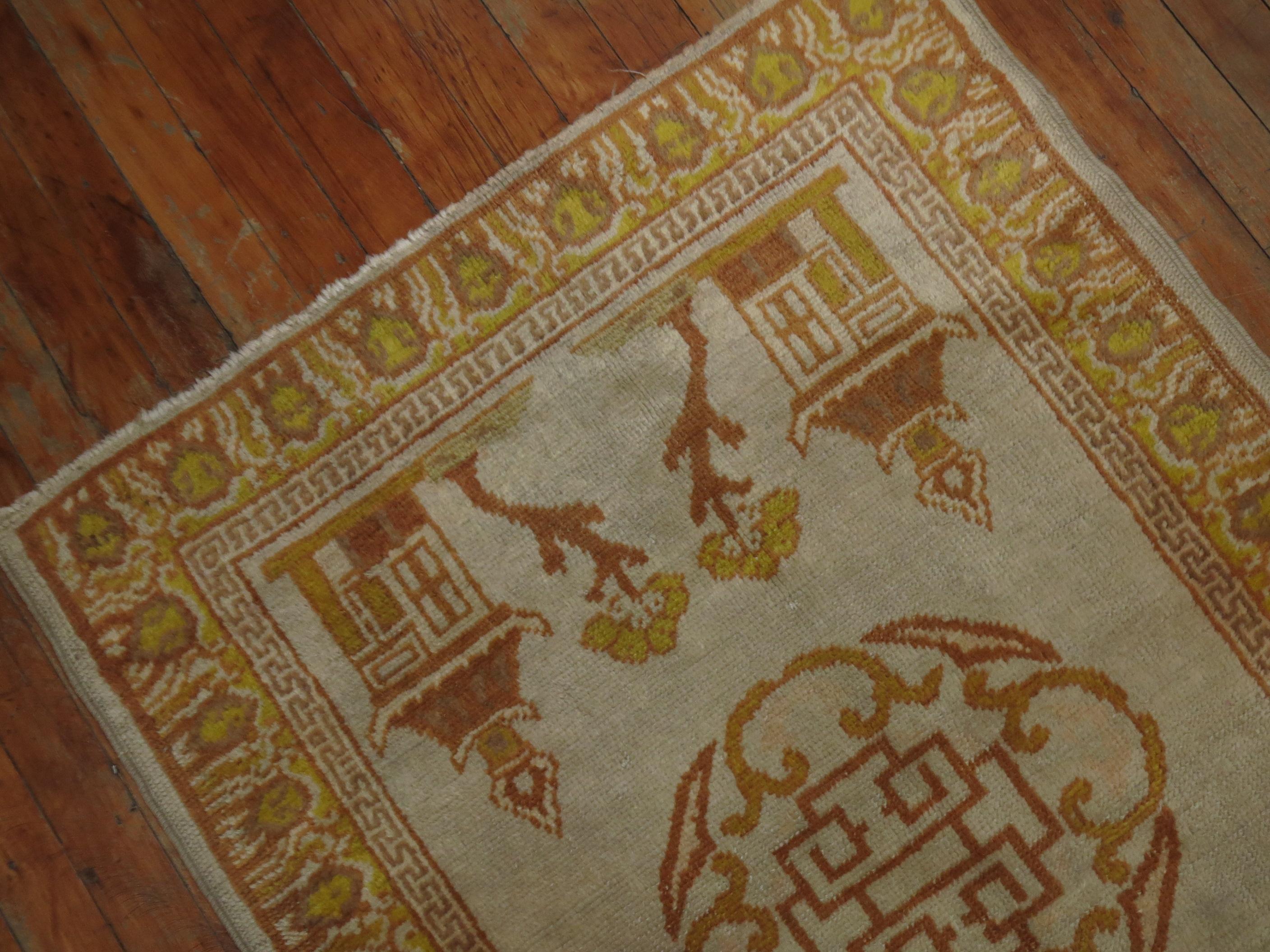 Passendes Paar antiker Khotan-Teppiche (Wolle) im Angebot